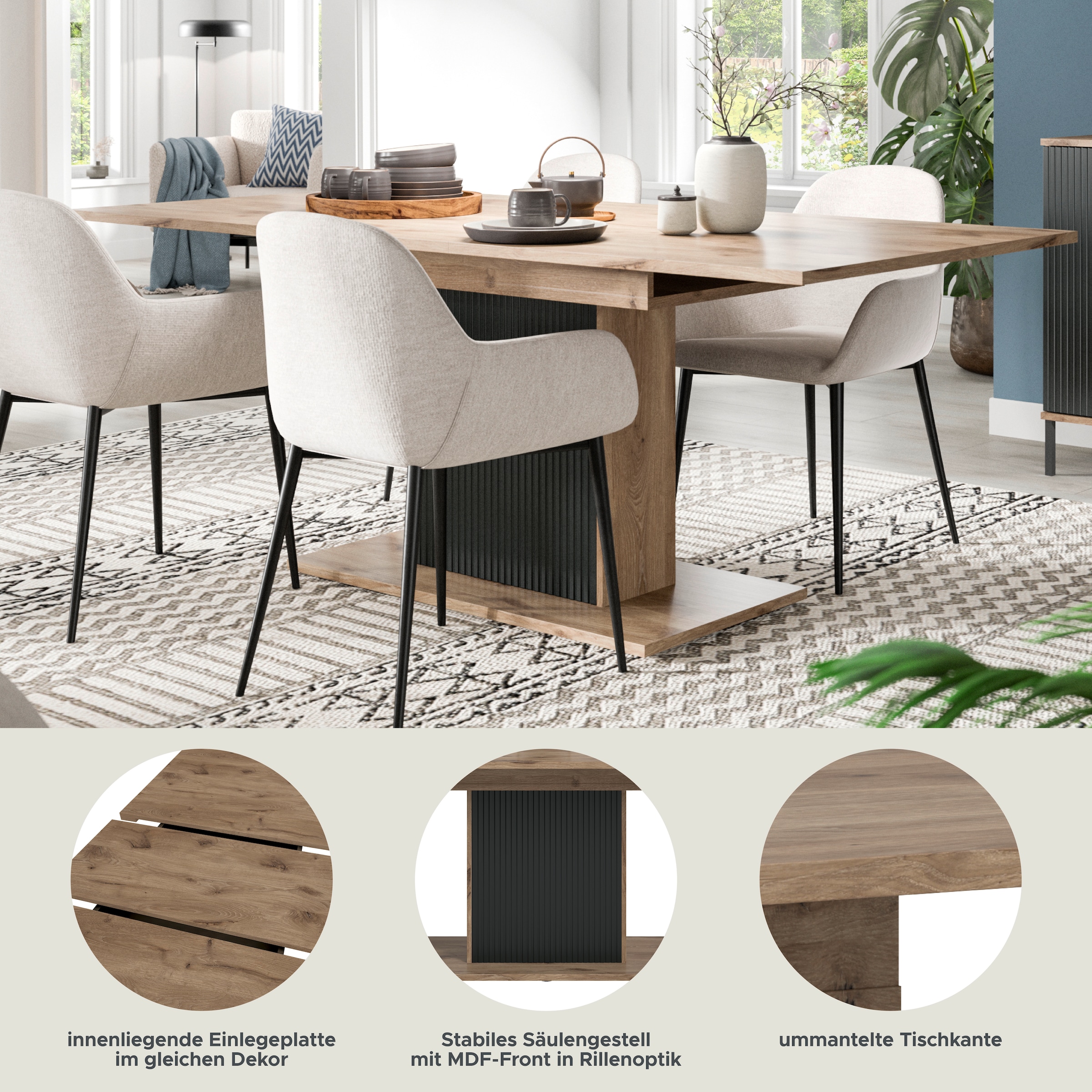 INOSIGN Esstisch »TREVERK, Breite:160-200 cm« 1 Stk. tlg. Esstisch, Küchentisch, Tisch, Esszimmer, Küche