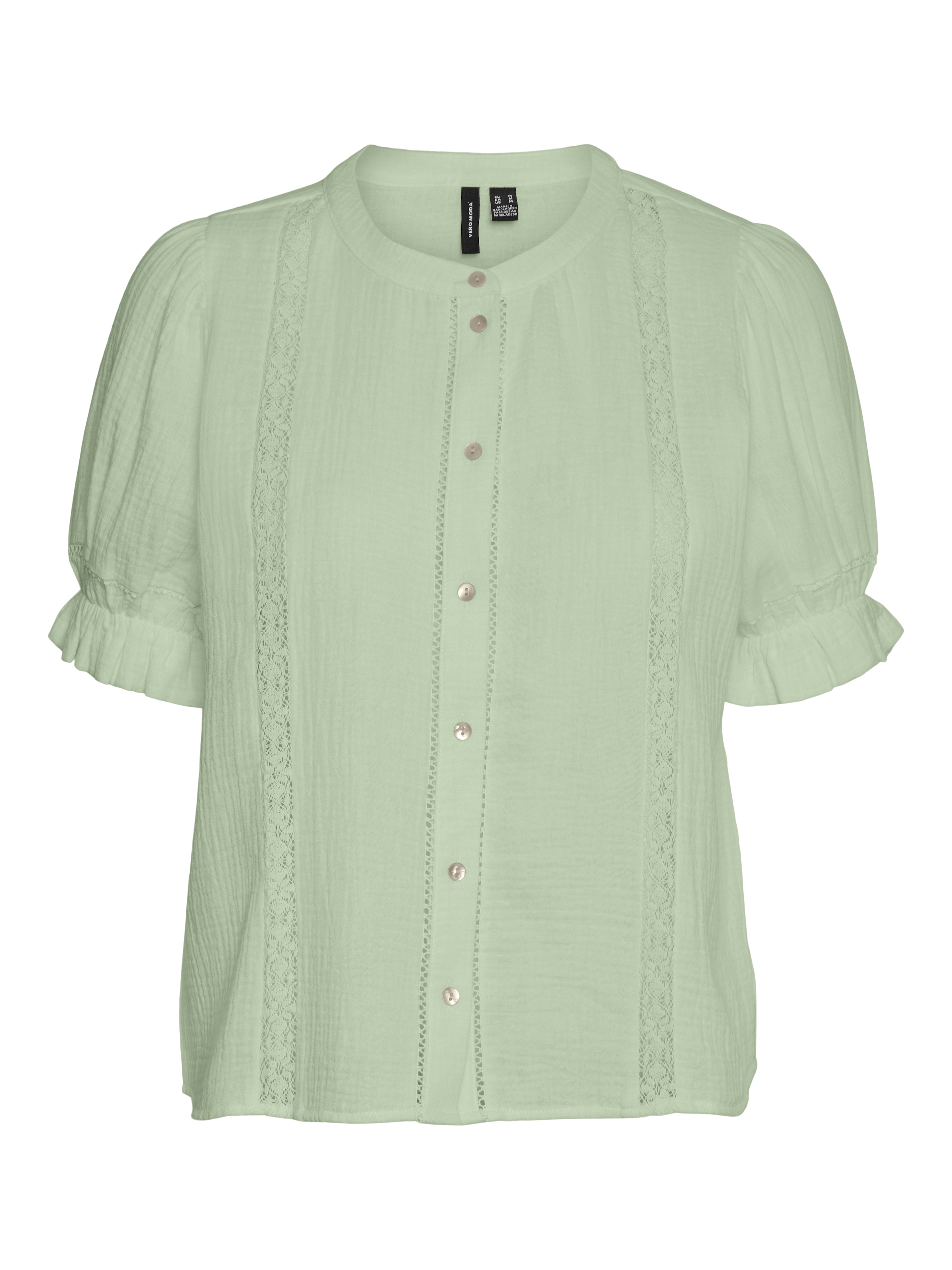 Vero Moda Kurzarmbluse »VMNATALI 2/4 LACE SHORT TOP WVN NOOS« Baumwolle, regular fit