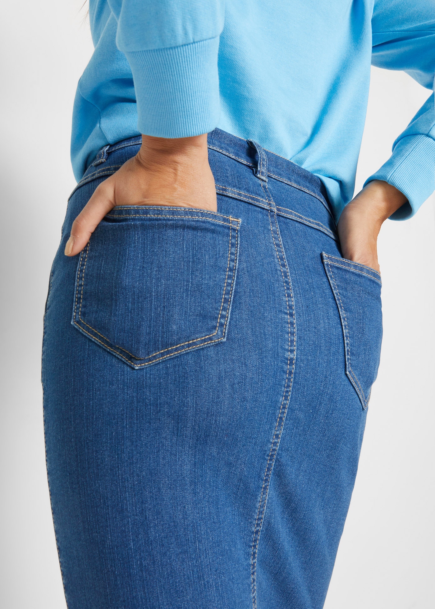 bonprix Jeansrock Jeansrock mit Schlitz