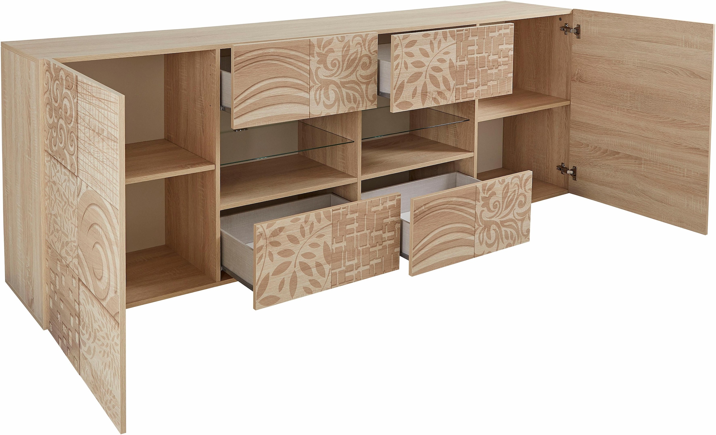 INOSIGN Sideboard »Miro«, Breite 241 cm mit dekorativem Siebdruck