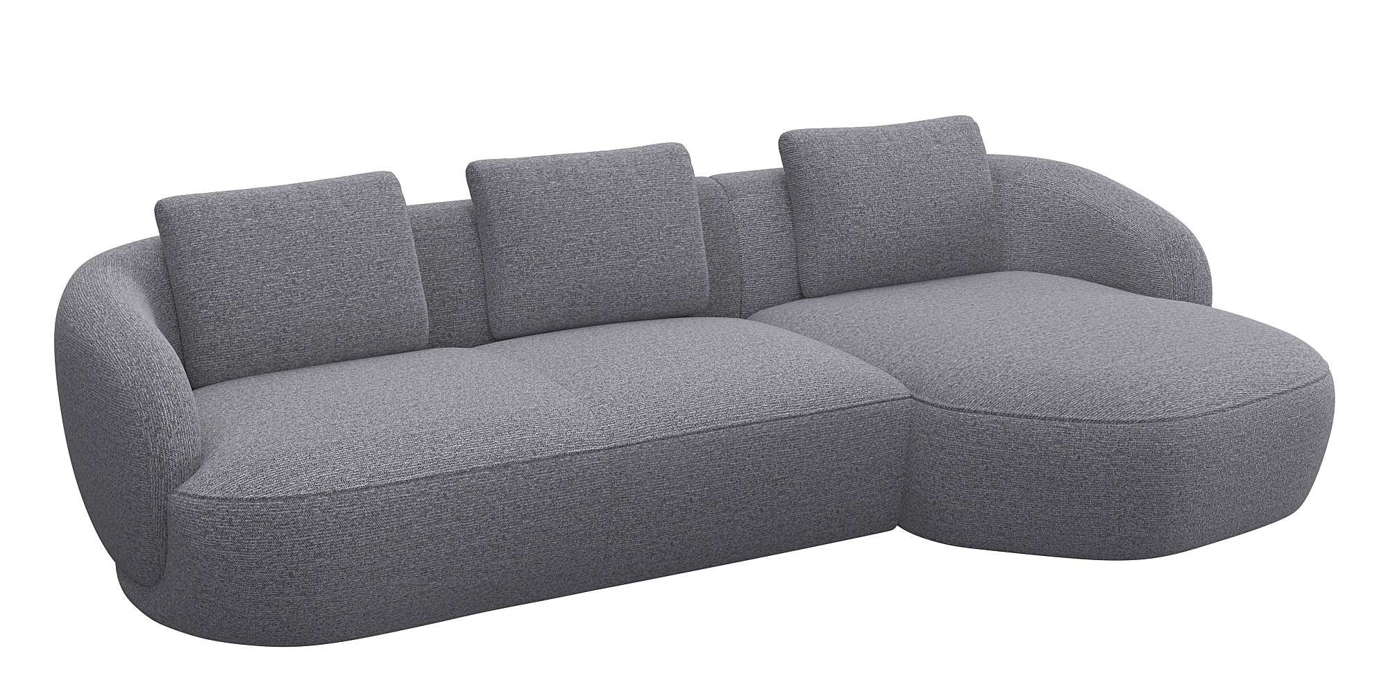 FLEXLUX Wohnlandschaft »Torino, rund, L-Form, Sofa-Ecke mit Recamiere, Longchair-Sofa« Modernes, organisches Sofa-Design, Kaltschaum, Wellenunterfederung