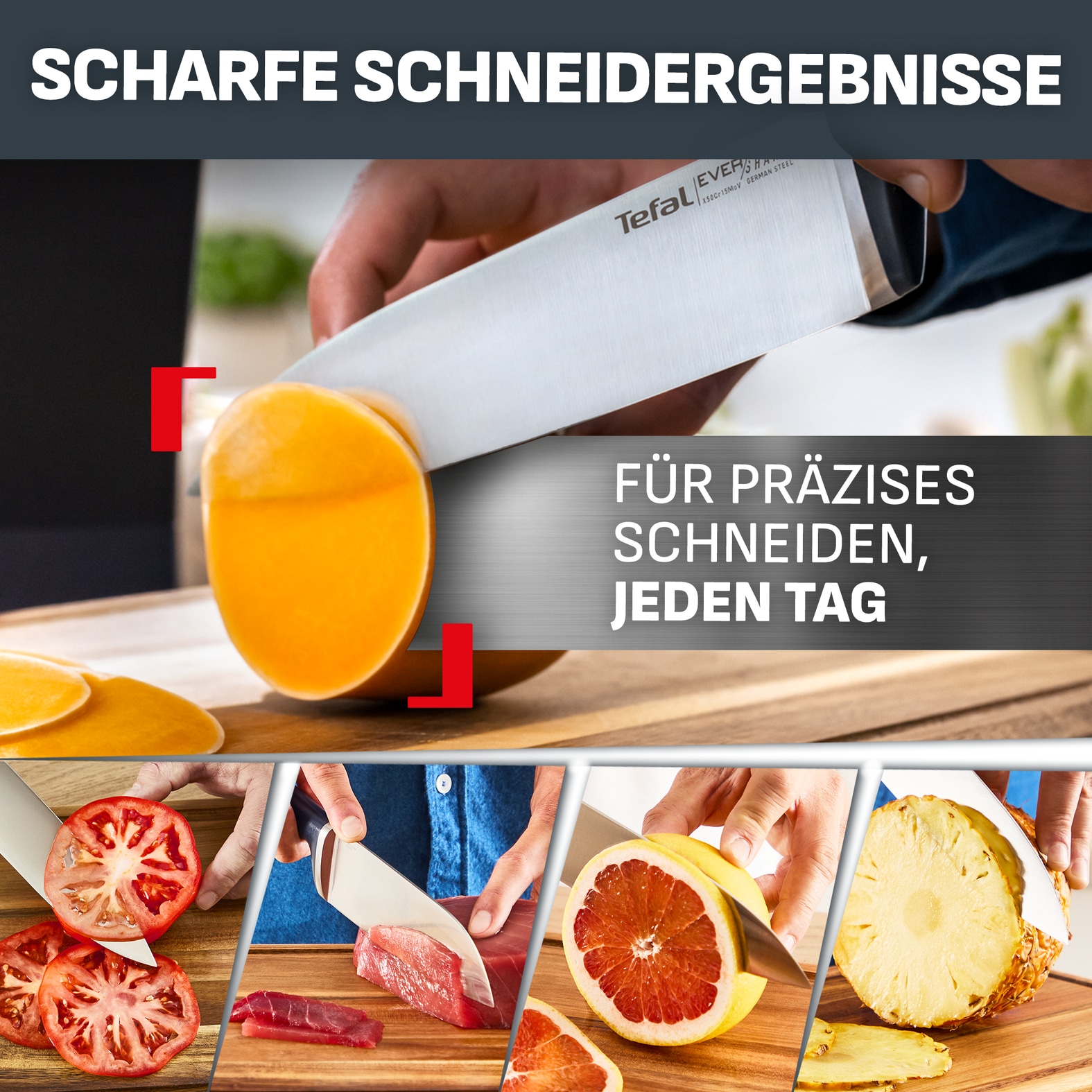 Tefal Messerblock »EverSharp Pro« 2 Stk. selbstschärfender Messerblock, Klinge aus deutschem Edelstahl