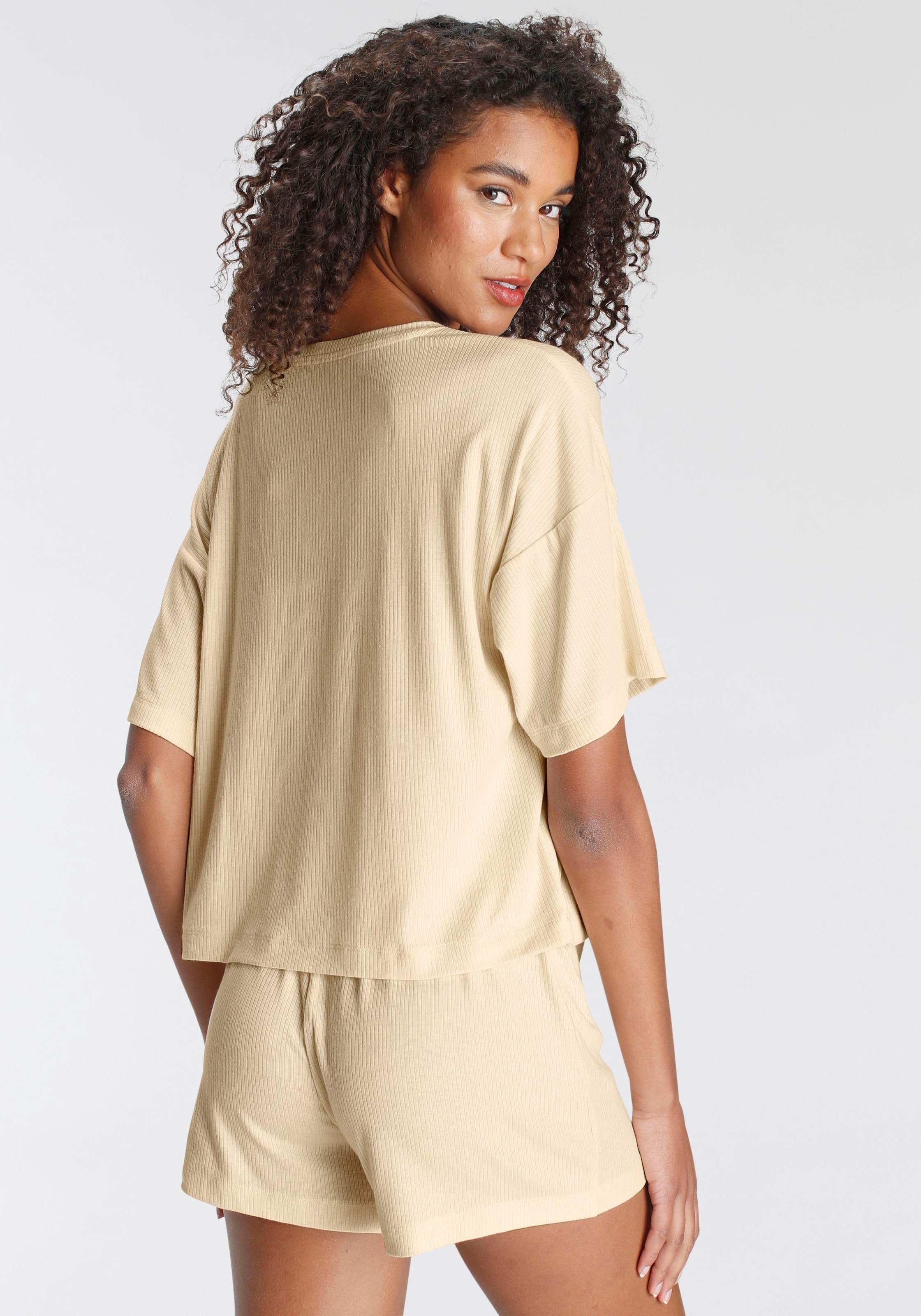 LASCANA Shorty, (Set, 2 tlg.), aus schönem Ripp-Material