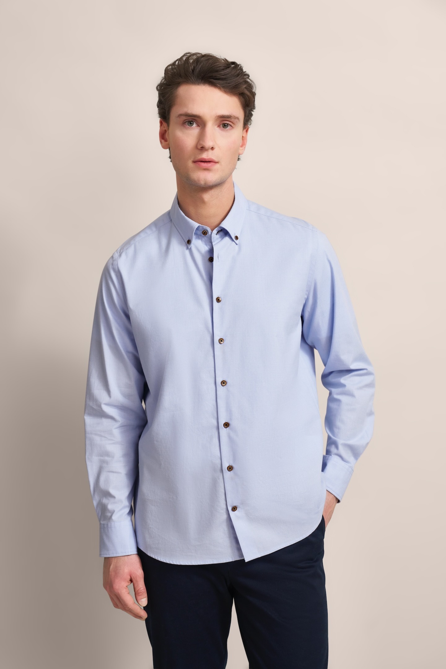 bugatti Langarmhemd, aus 100 % Baumwolle