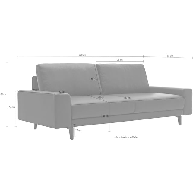 hülsta sofa 3-Sitzer »hs.450«, Armlehne breit niedrig, Alugussfüße in  umbragrau, Breite 220 cm bei OTTO