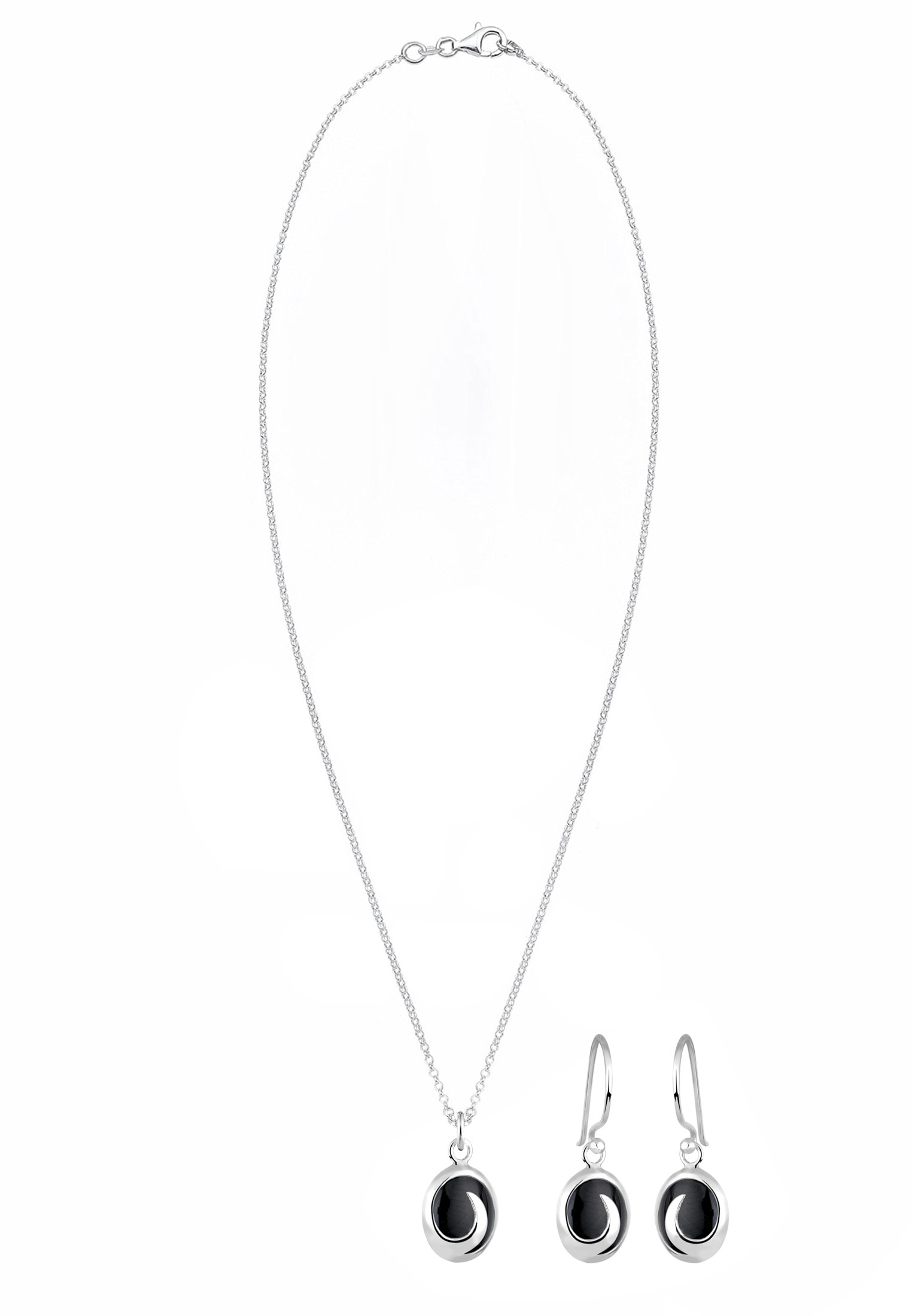 Elli Ohrring und Ketten Set »Schmuckset Onyx Schwarz 925 Sterling Silber«