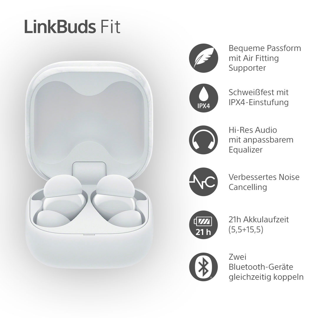Sony wireless In-Ear-Kopfhörer »LinkBuds Fit«, Bluetooth, Active Noise Cancelling (ANC)