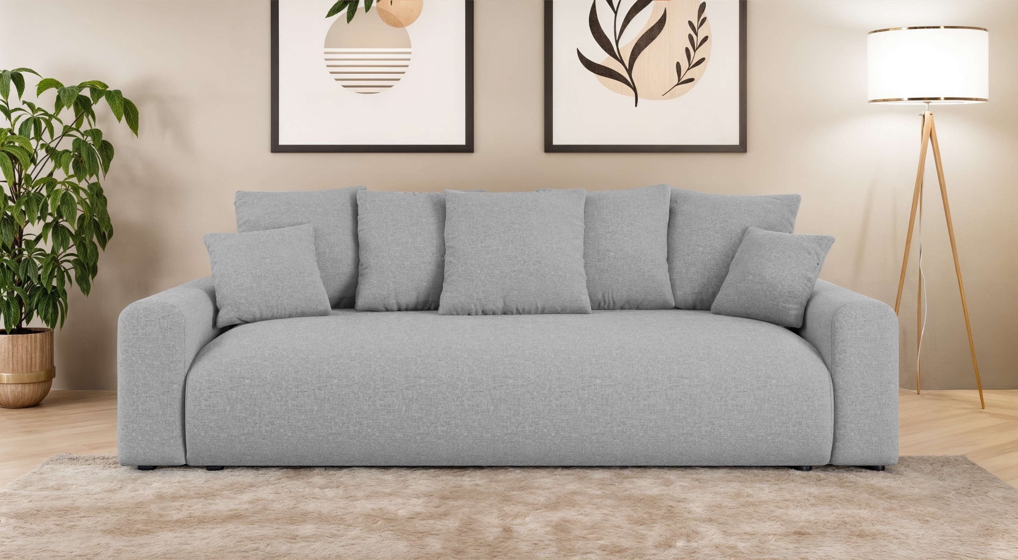 Home affaire Big-Sofa »LAKESIDE klein 3-Sitzer Schlafsofa mit Bettkasten, Breite 238 cm« Liegefläche 149x195 cm, hoher Sitzkomfort, Maße B/T/H: 238/98/85cm