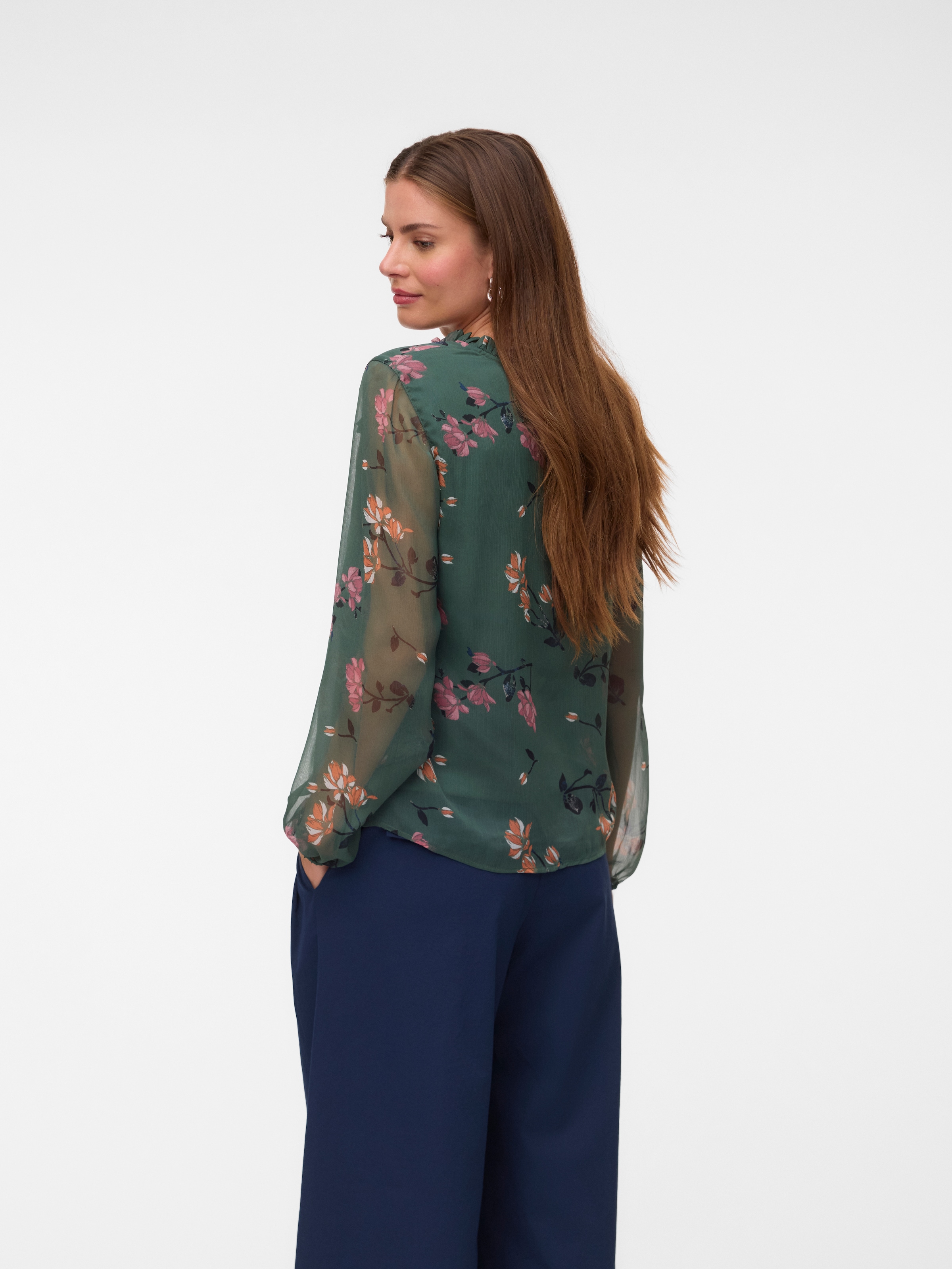 Vero Moda Chiffonbluse »VMMILLA LS TOP WVN GA NOOS« Kunstfaser, regular fit