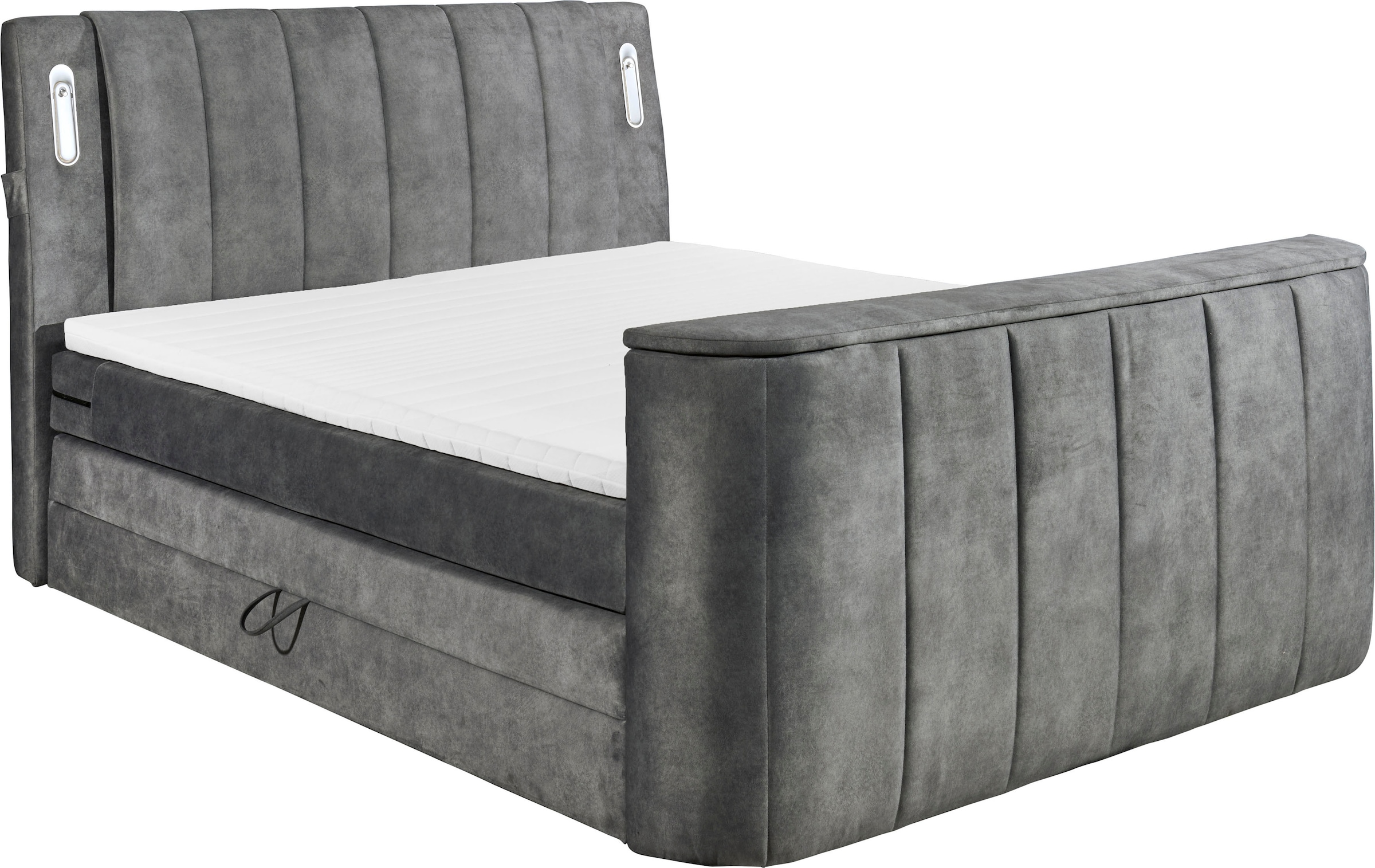 ED EXCITING DESIGN Boxspringbett »Dallas«,  inkl. Topper, LED-Beleuchtung, TV Halterung (bis 40 Zoll) und 2 Bettkästen
