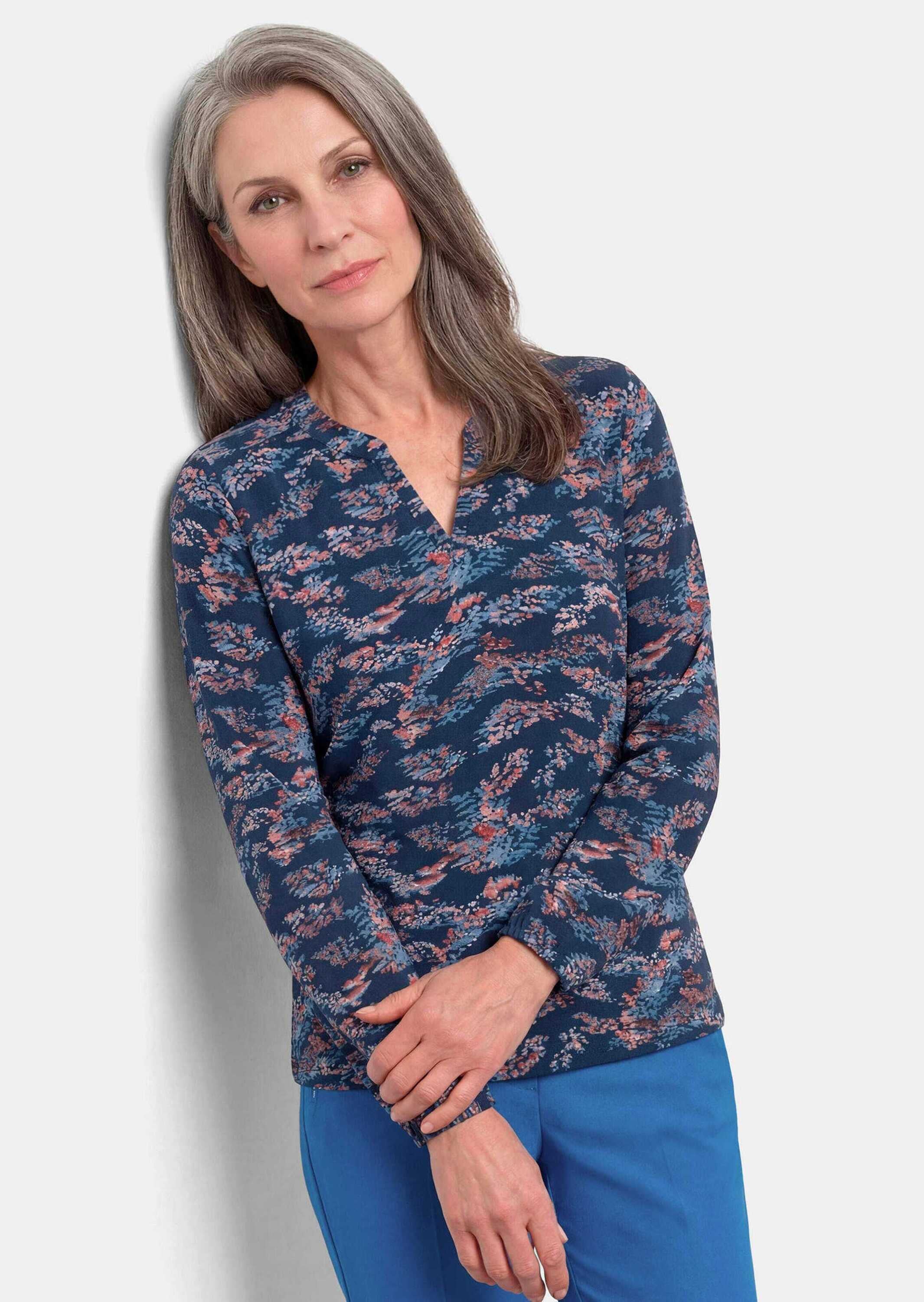 GOLDNER Schlupfbluse »Jerseybluse mit Rundhals, V-Ausschnitt« stretchbequemer Jersey