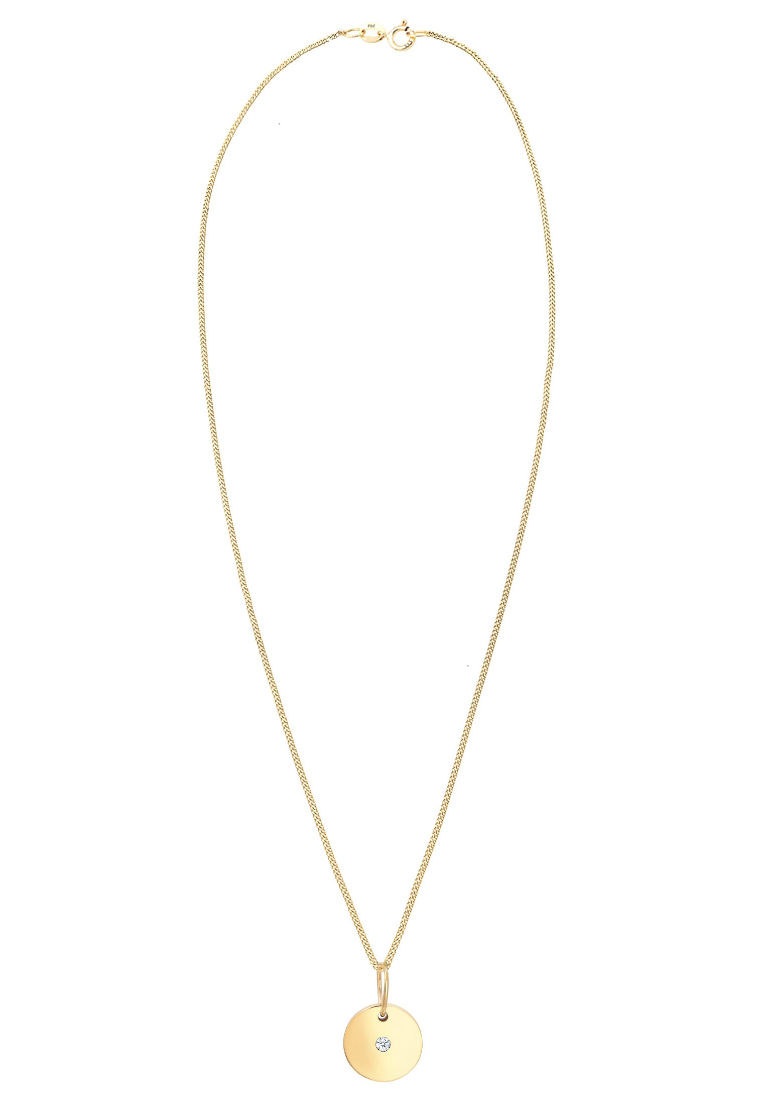 Elli DIAMONDS Silberkette »Halskette Plättchen mit Diamant (0.02 ct) 585 Gelbgold«