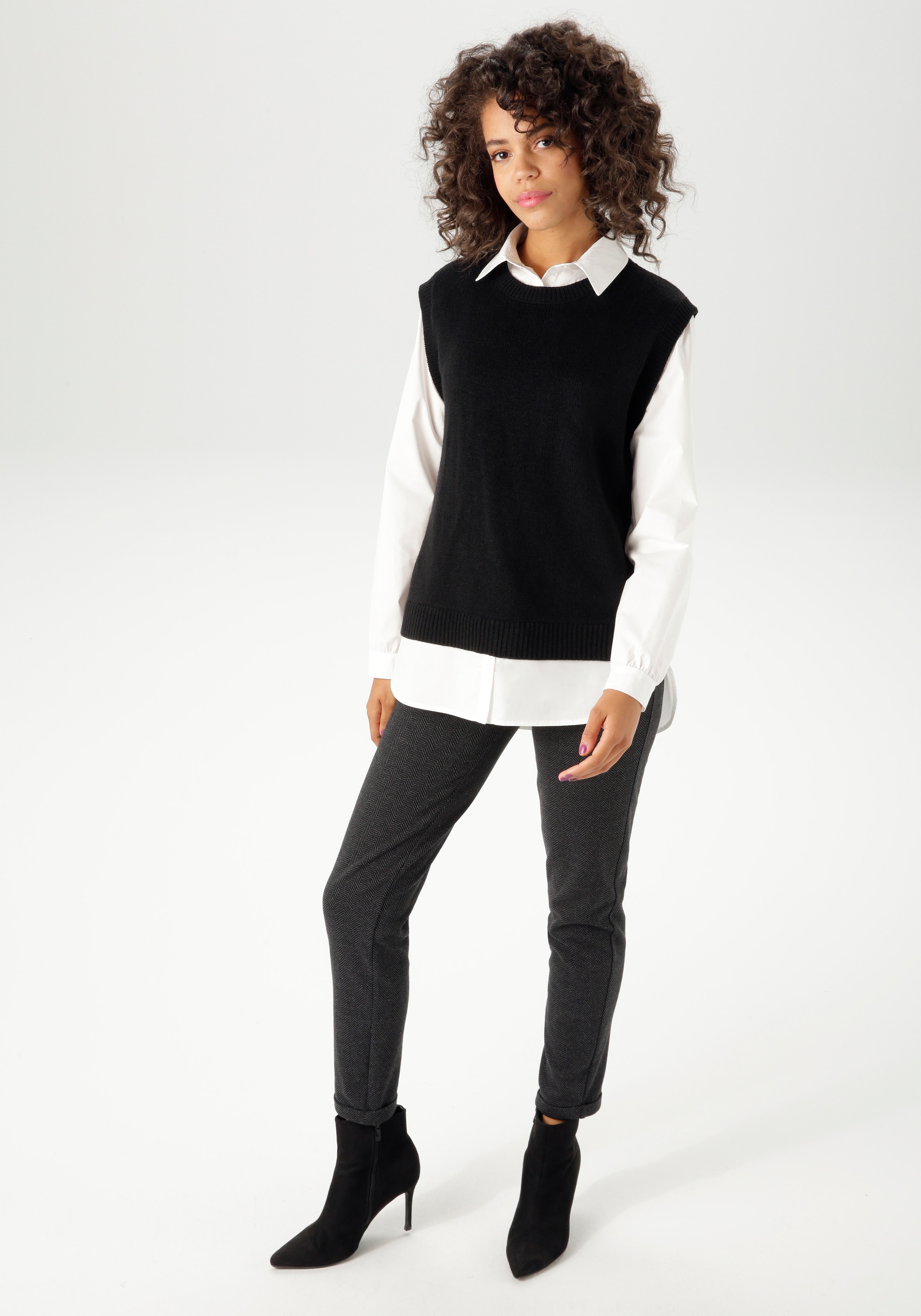 Aniston CASUAL Strickpullover, mit Bluseneinsatz - NEUE KOLLEKTION