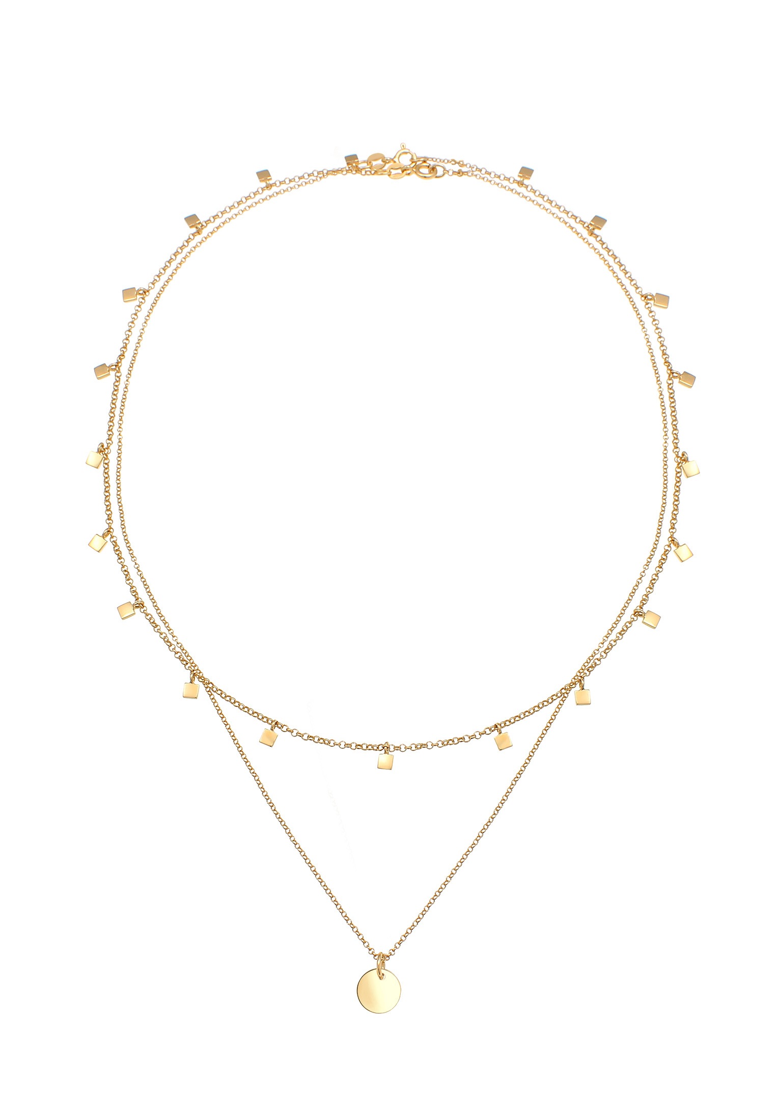 Elli Ketten-Set »Halskette Set Erbskette Plättchen Quadrat (2 tlg) 925 Silber«