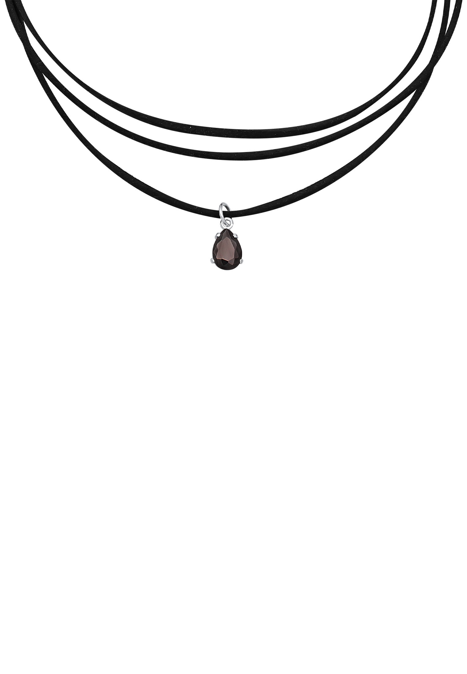 Elli Choker »Halskette Kunstleder Choker Zirkonia Tropfen Anhänger 925 Silber«