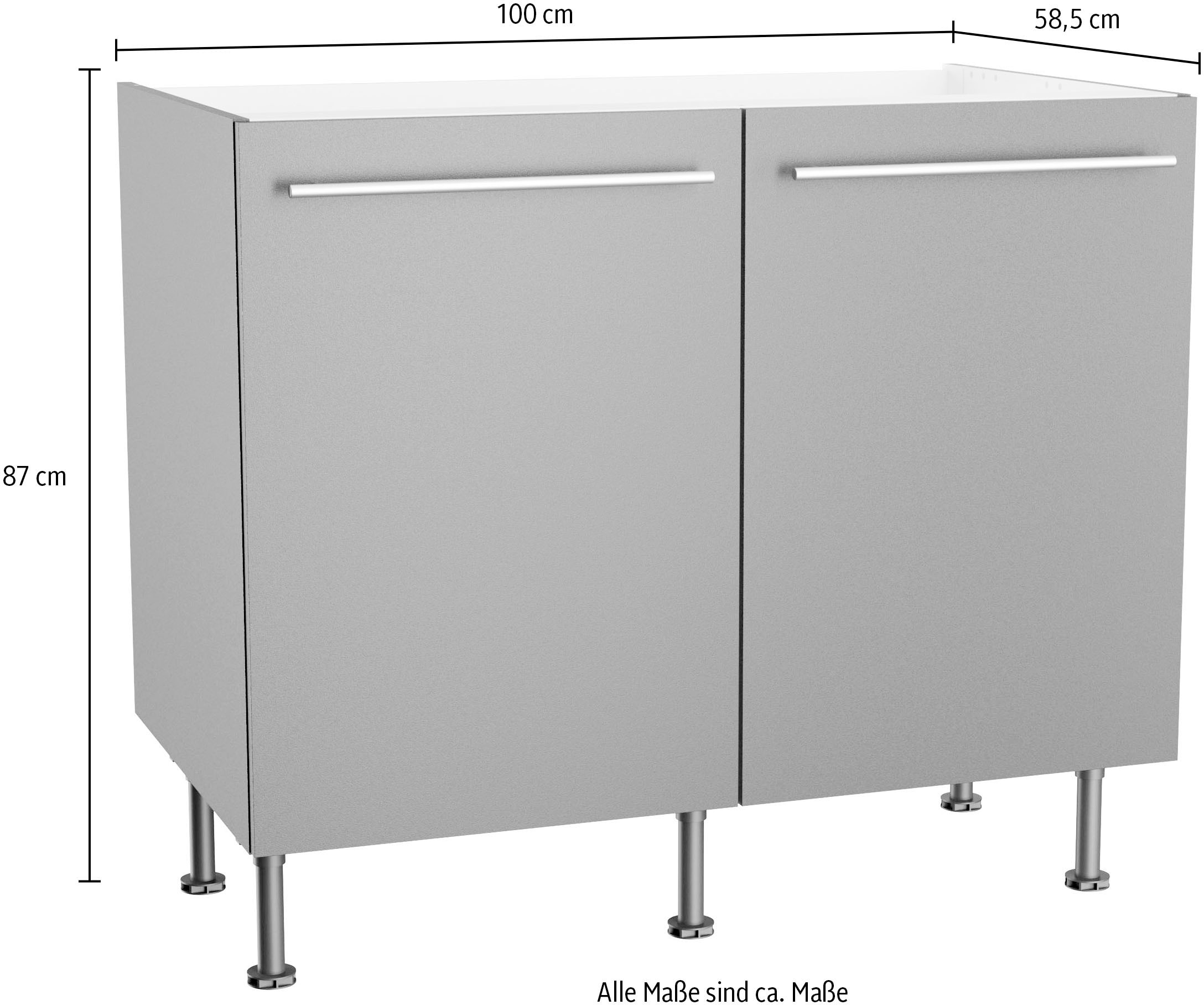KOCHSTATION Spülenschrank »KS-Bern2«, Breite 100 cm, 2 Türen