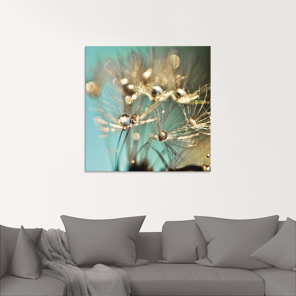 Artland Glasbild »Pusteblume glänzendes Gold«, Blumen, (1 St.)