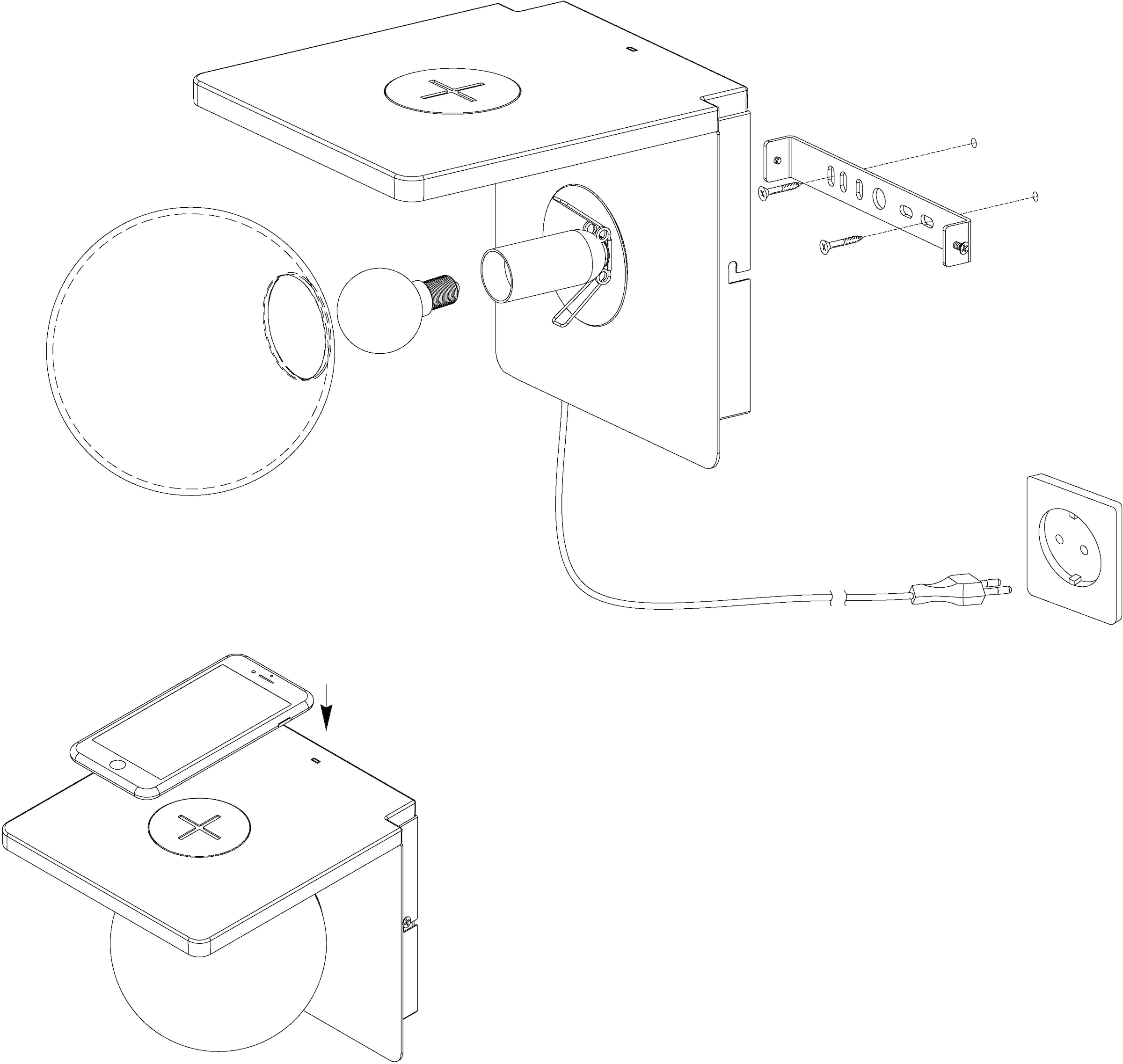 EGLO Wandleuchte »CIGLIE« E14 1 Stk. QI-charger