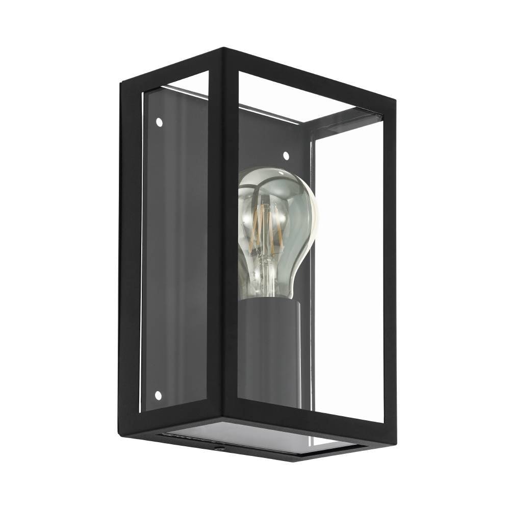 EGLO Außen-Wandleuchte »ALAMONTE 1«, E27, schwarz / L17 x H26 x B26 cm / exkl. 1 x E27 (je max. 60W) / Außenlampe - IP44 spritzwassergeschützt - Balkon - Garten - Eingangsbereich - Vintage - Retro - Rustikal - witterungsbeständig