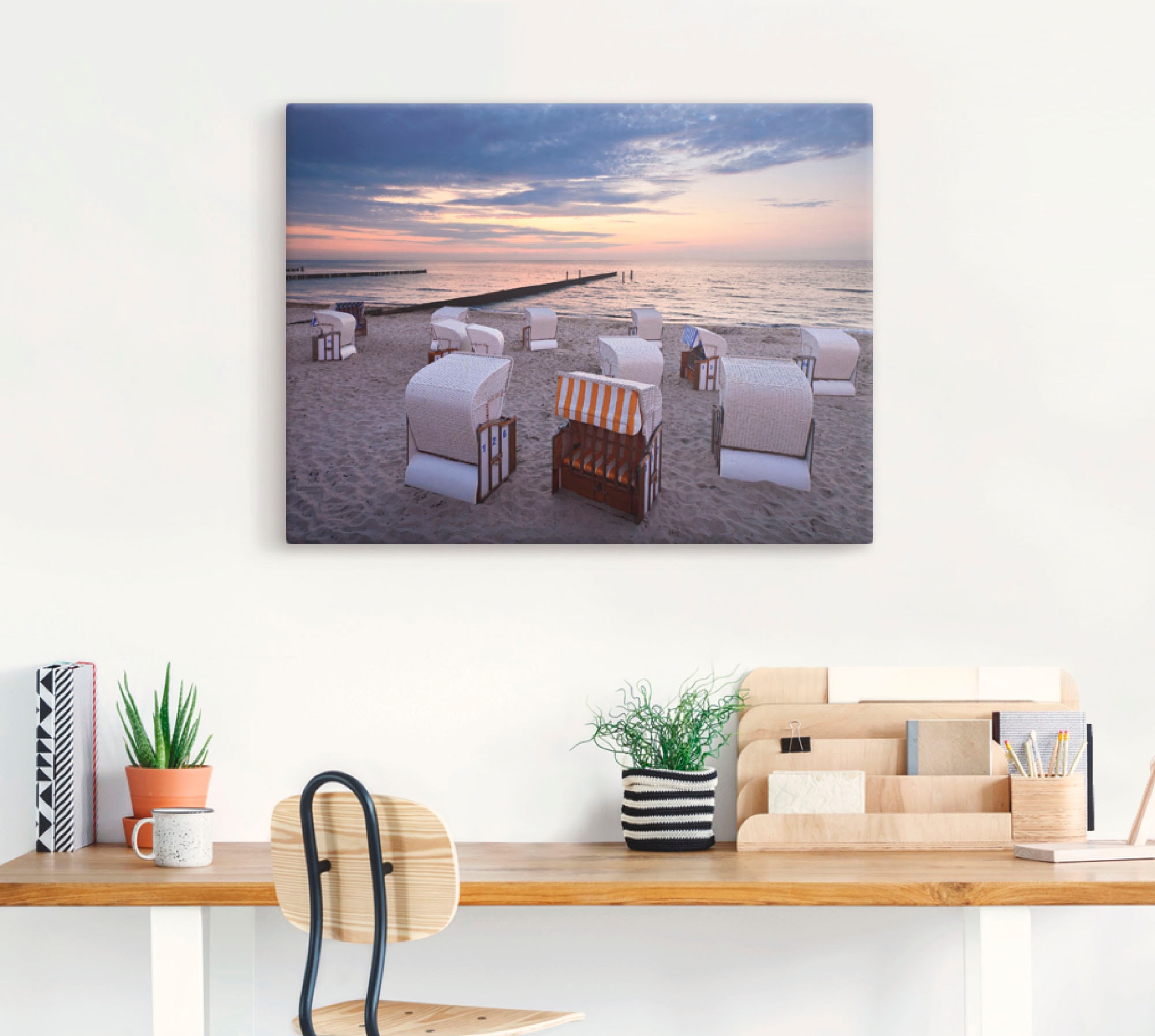 Artland Leinwandbild »Strandkörbe an der Ostsee«, Strand, (1 St.), auf Keilrahmen gespannt