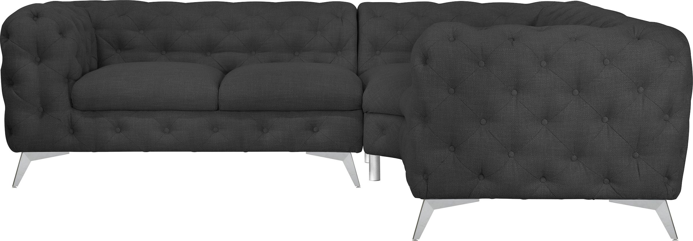 Leonique Chesterfield-Sofa »Glynis L-Form«, aufwändige Knopfheftung, moderne Chesterfield Optik, Fußfarbe wählbar