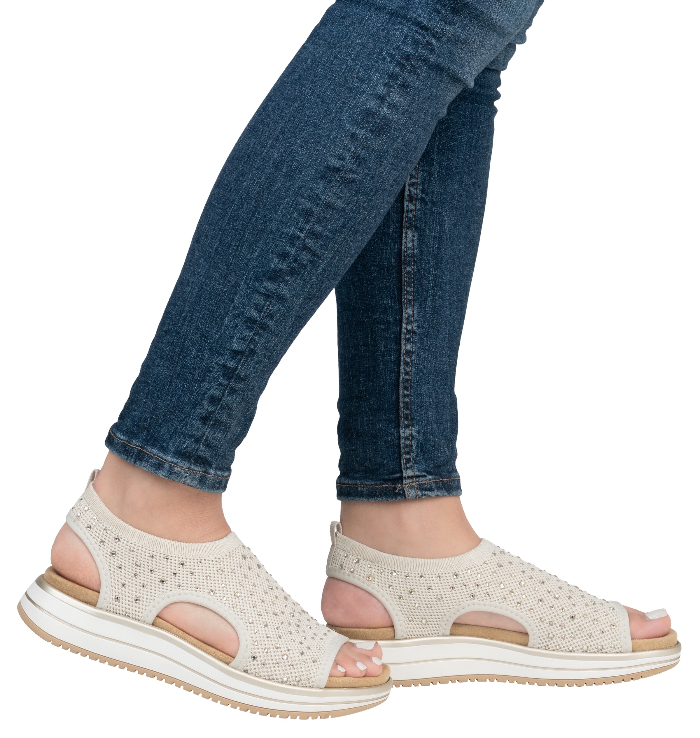 Remonte Sandale, Sandale, Sommerschuh, Komfortschuh mit funkelnden Strasssteinen