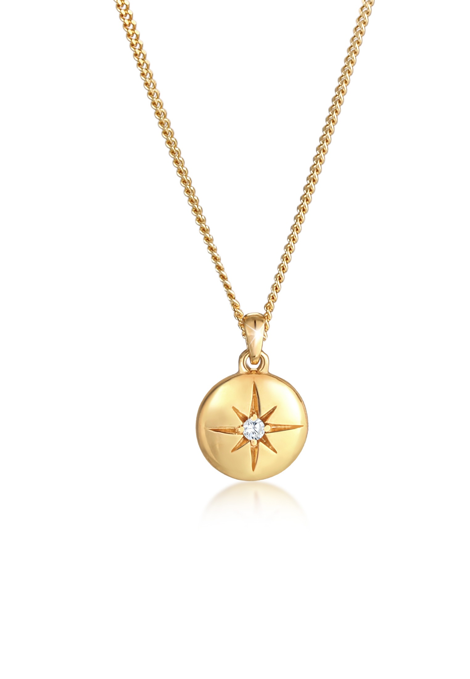 Elli Kette mit Anhänger »Halskette Stern Plättchen Disc Zirkonia 925 Silber«