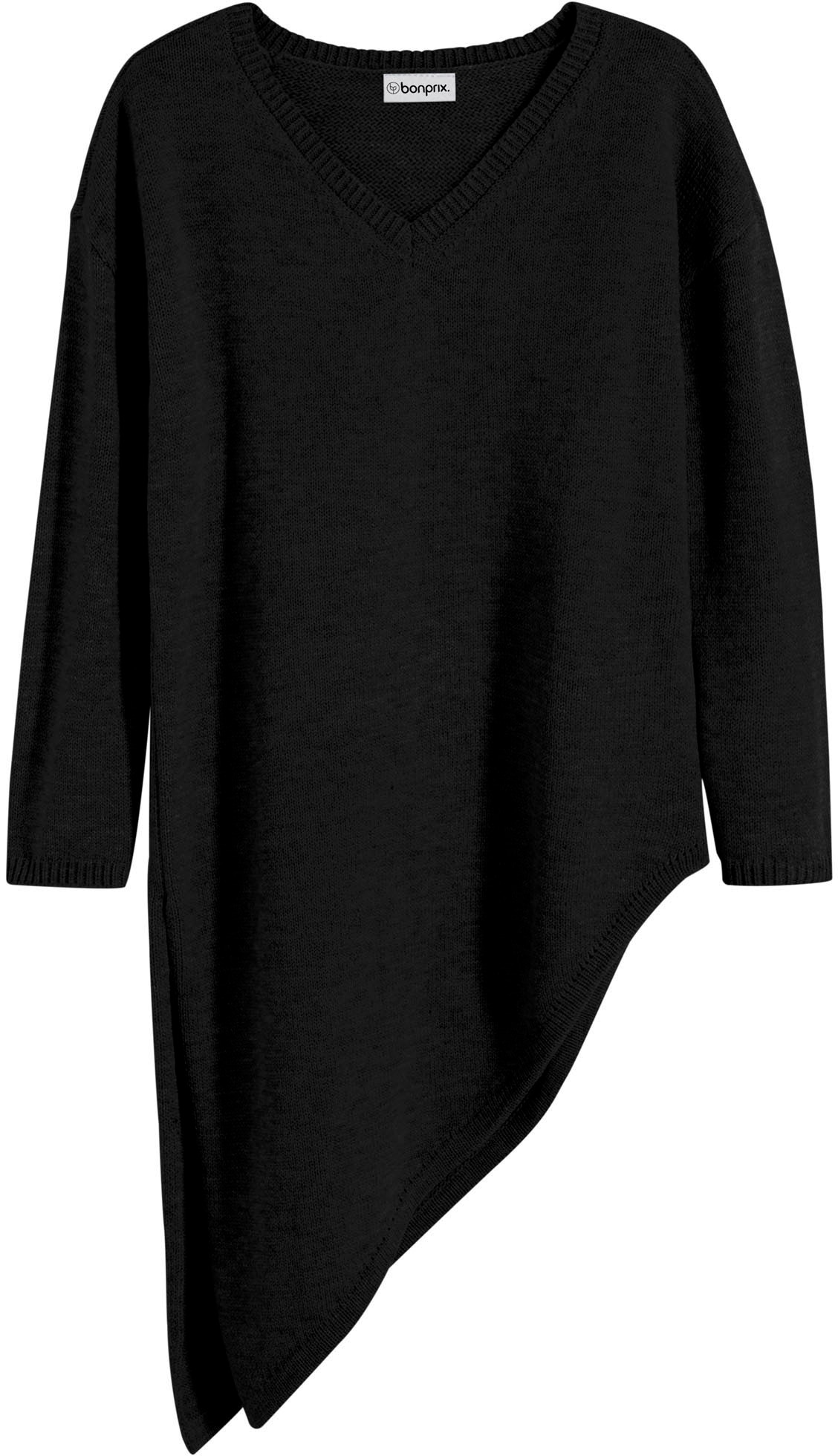 bonprix Longpullover »Long-Pullover« Oversize Passform, asymmetrischer Saum, V-Ausschnitt