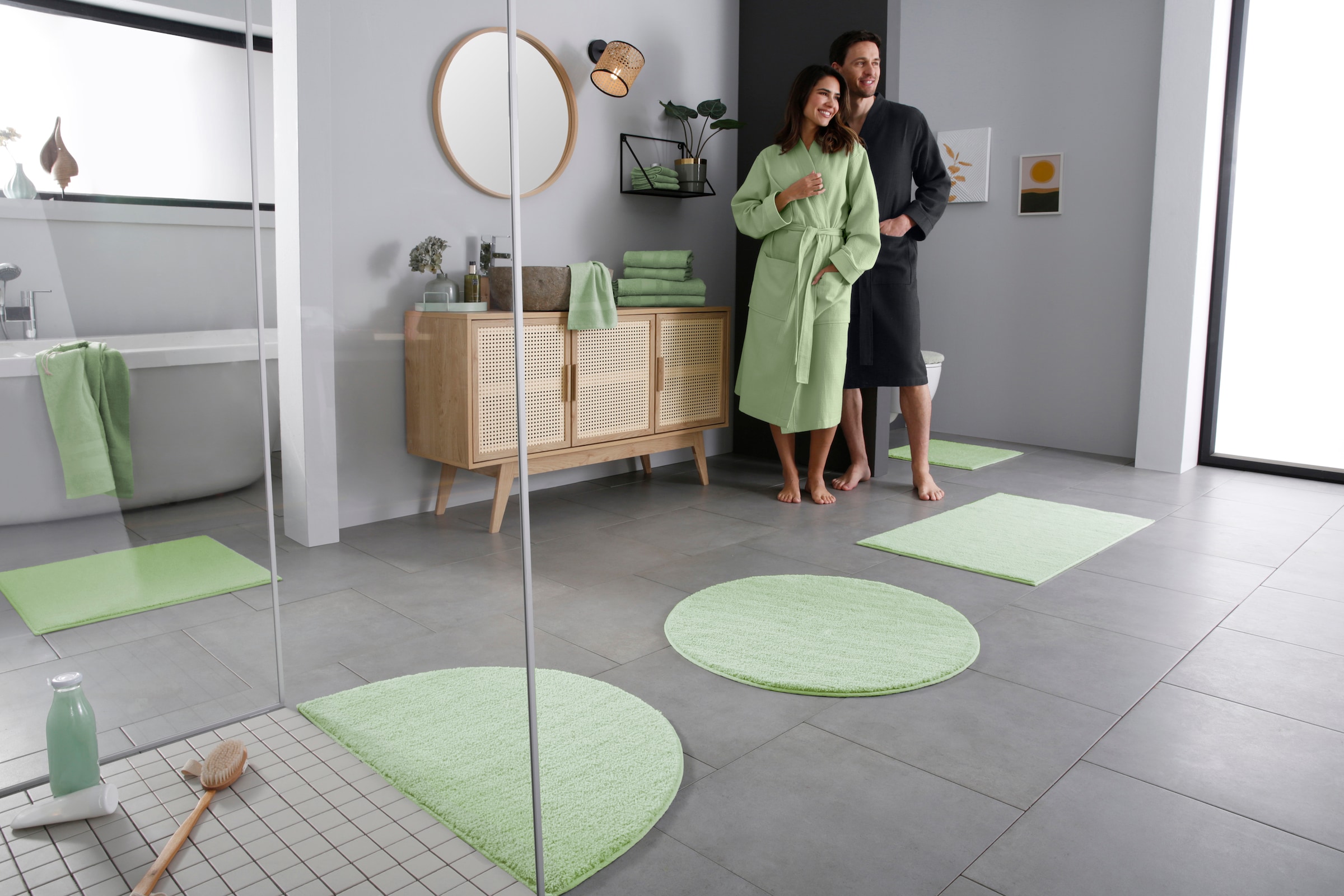 my home Badematte »Vanessa, Badvorleger, Badezimmer Teppich«, rutschhemmend beschichtet, schnell trocknend-fußbodenheizungsgeeignet-strapazierfähig, Badteppich, weiche Haptik, unifarben