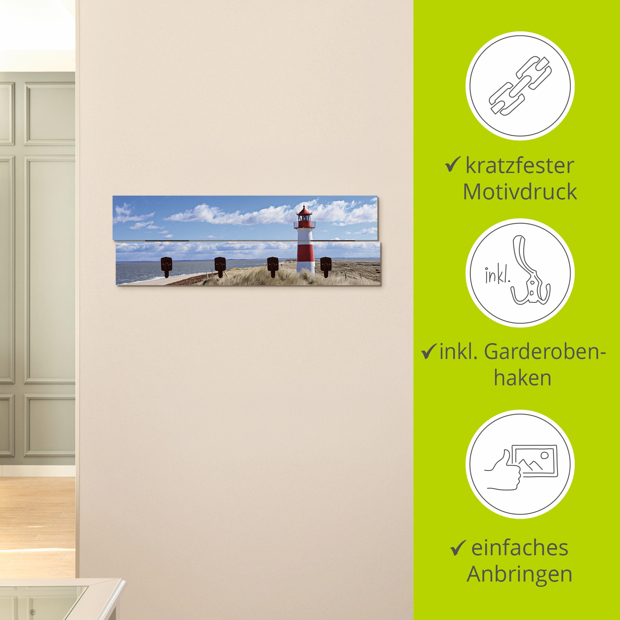 Artland Garderobenleiste »Leuchtturm Sylt«, teilmontiert