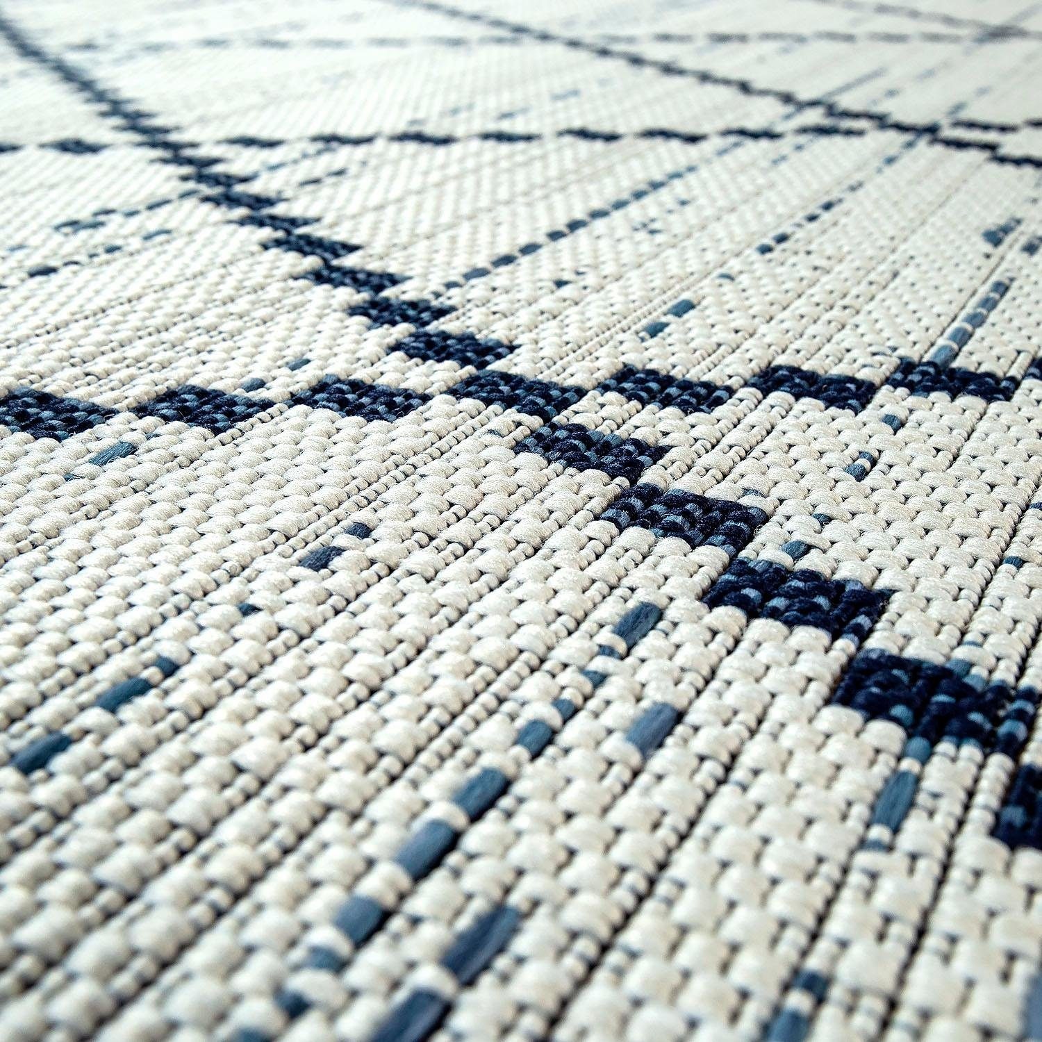 Paco Home Teppich »Kortrijk 742«, rechteckig, 4 mm Höhe, Flachgewebe, Rauten Design, In- und Outdoor geeignet, Wohnzimmer