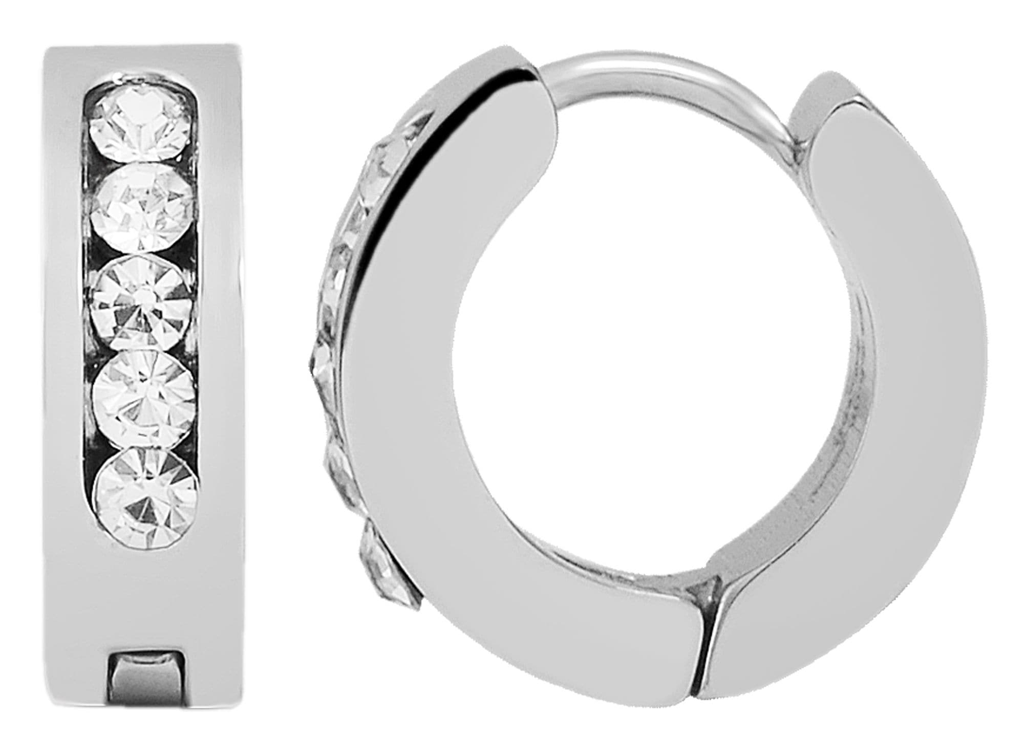 Adelia´s Paar Creolen »Damen Ohrringe ¿ Klappcreole aus Edelstahl mit Strass Steinchen«