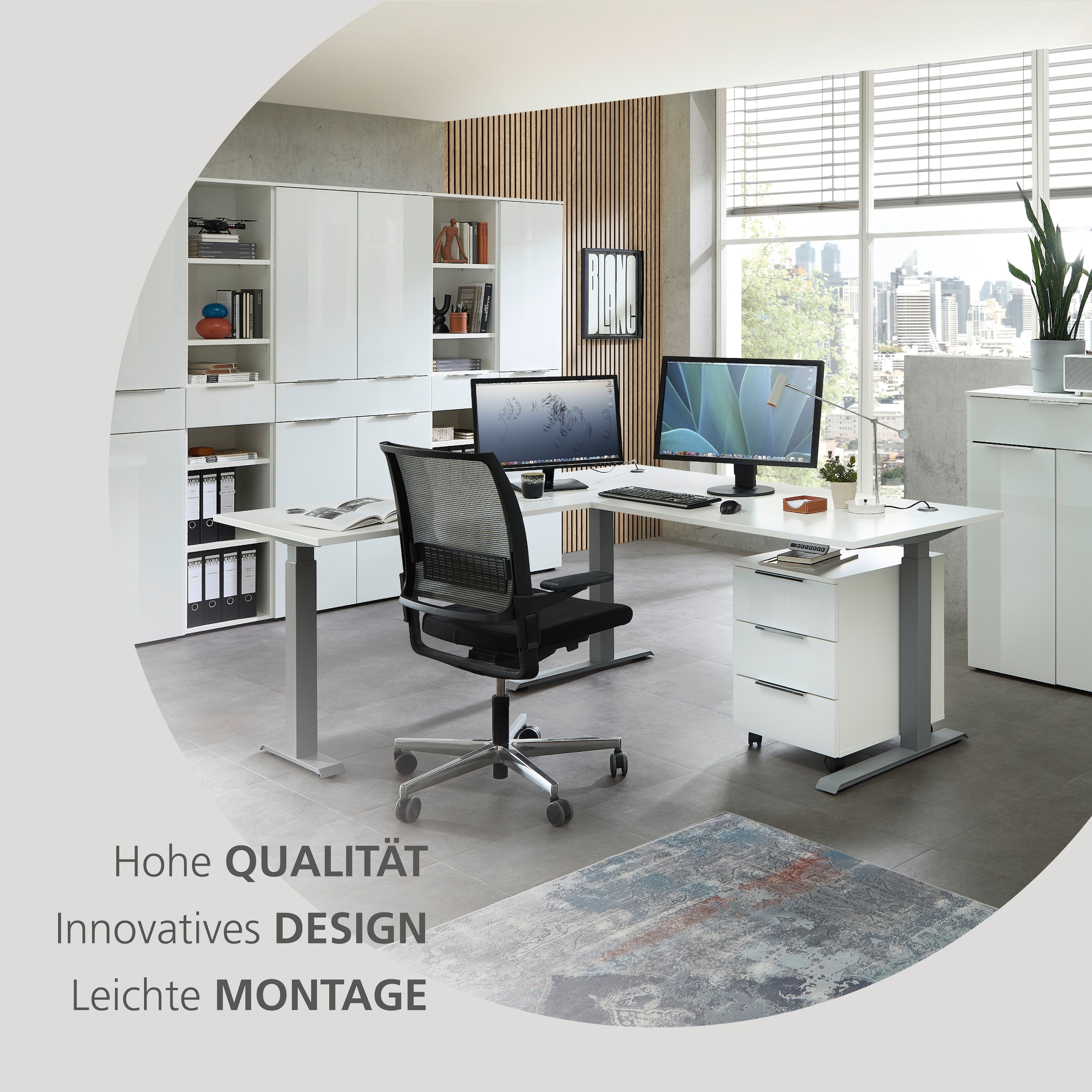 Innostyle Aktenschrank »Büroschrank Santorin, 40/198/38 cm ( B/H/T)« 1 Stk. tlg. 1 Tür links/rechts verwendbar, Softclose, Klarglas, ABS Schutzkante