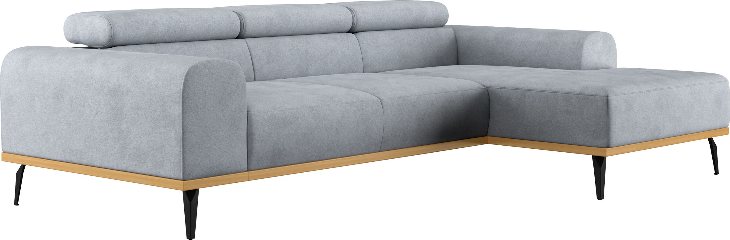 Places of Style Ecksofa »Carlo L-Form«, mit Kopfteilverstellung & Holz-Rahmenoptik, wahlweise Relaxfunktion