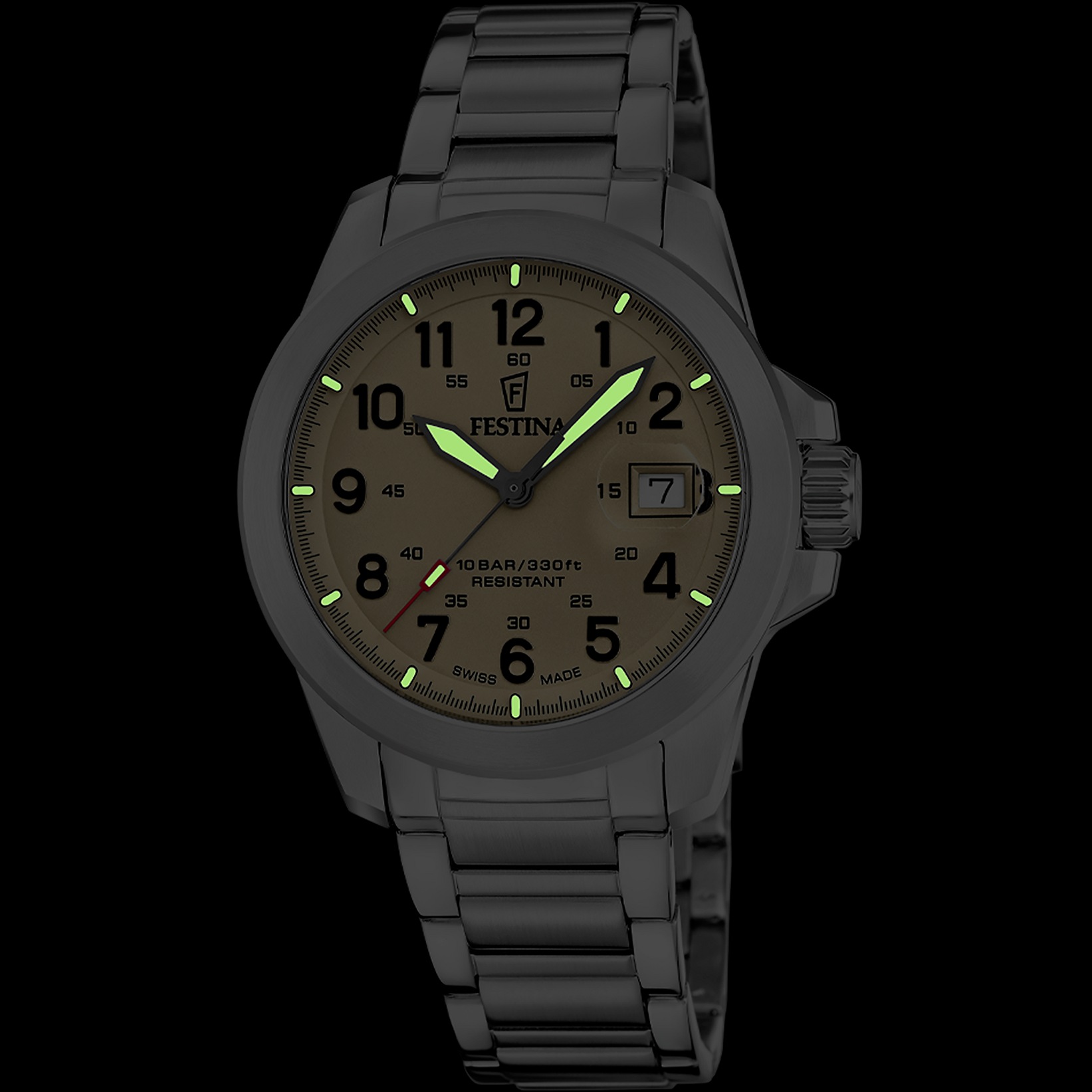 Festina Quarzuhr »Field Watches« Armbanduhr, Herrenuhr, Swiss Made, Edelstahlarmband