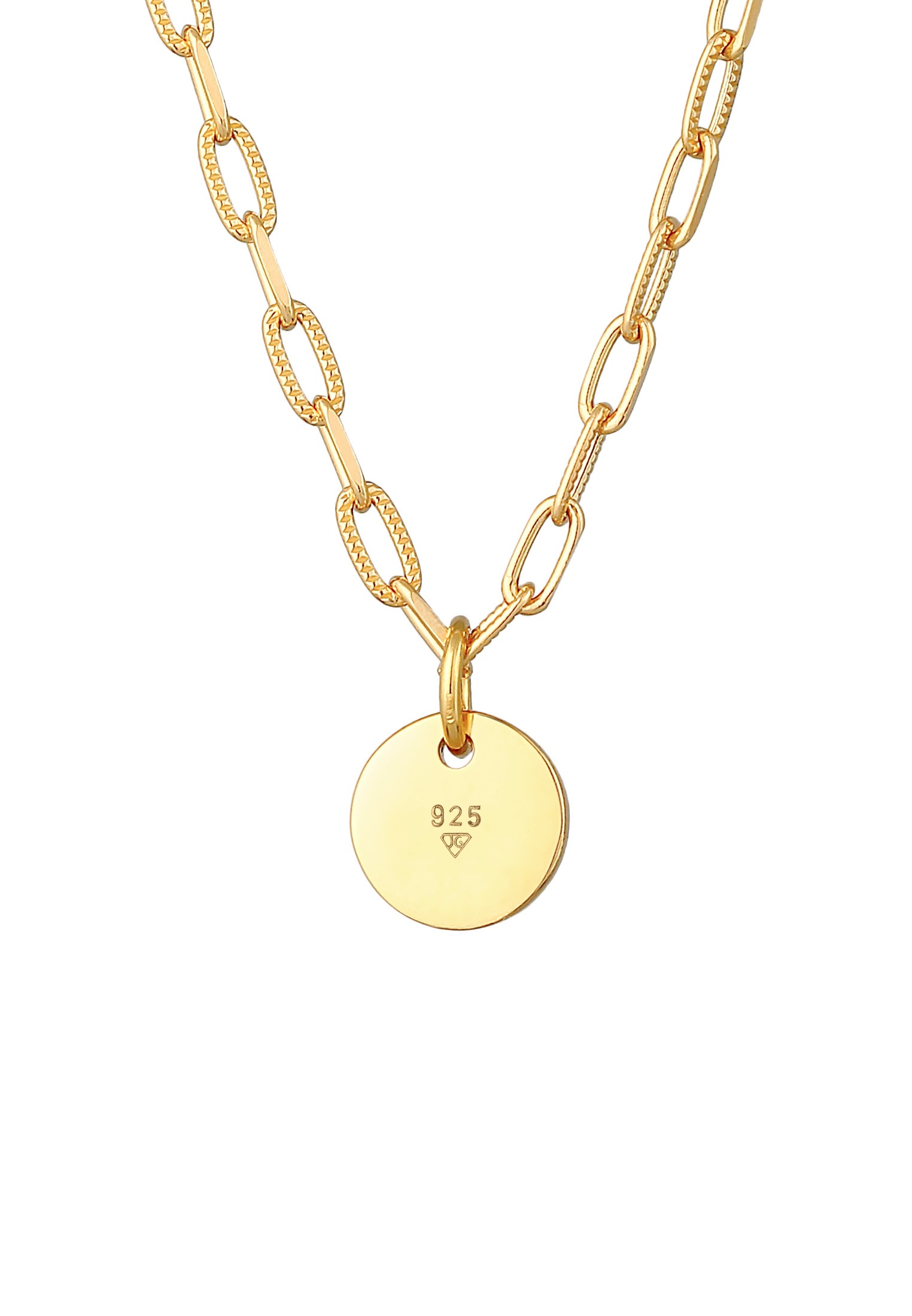 Elli Kette mit Anhänger »Halskette Plättchen Coin Gliederkette Trend 925 Silber«