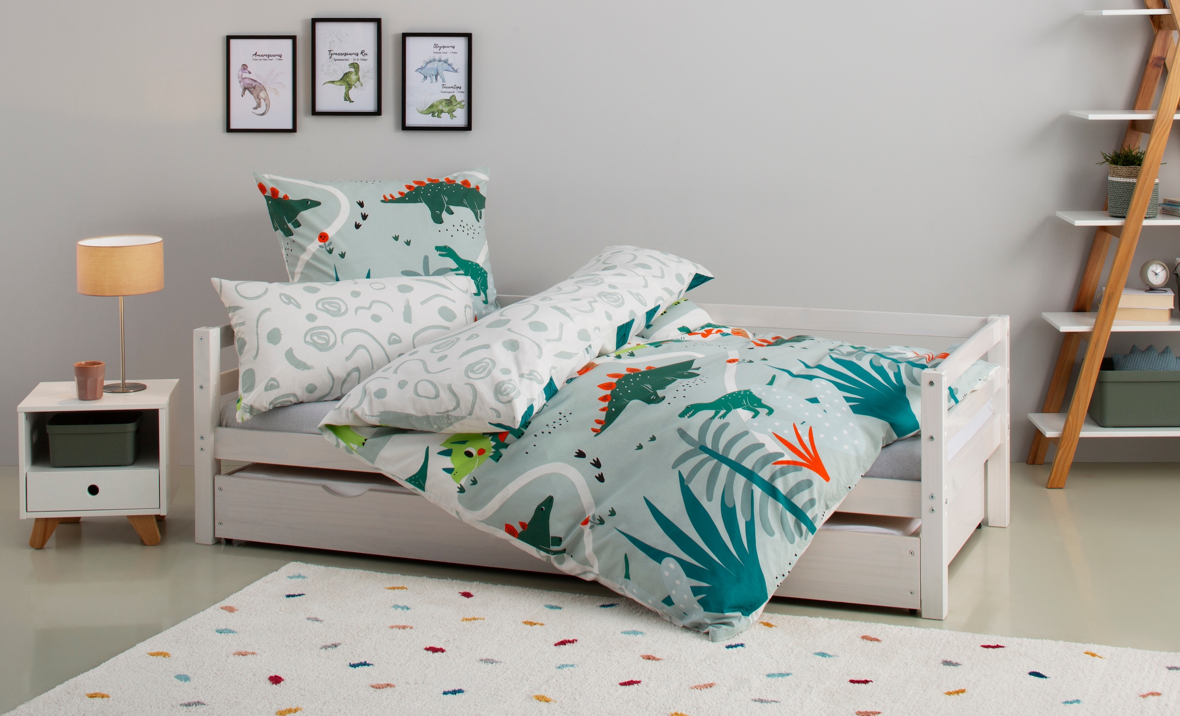 Lüttenhütt Kinderbettwäsche »CUDDLEE«, (2 tlg.), in vielen Designs verfügbar: Dino,Einhorn,Weltraum,Baustelle