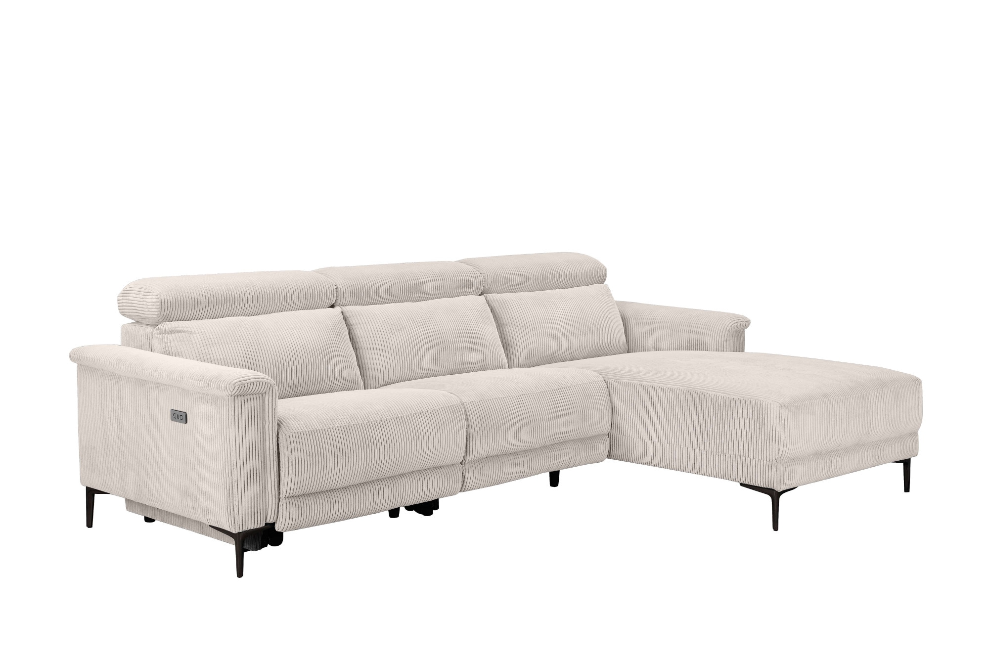 Home affaire Ecksofa »Lund in Cord, L-Form, 261 cm, manuelle und elektr. Relaxfunktion,«, USB-C und Kopfteilverstellung