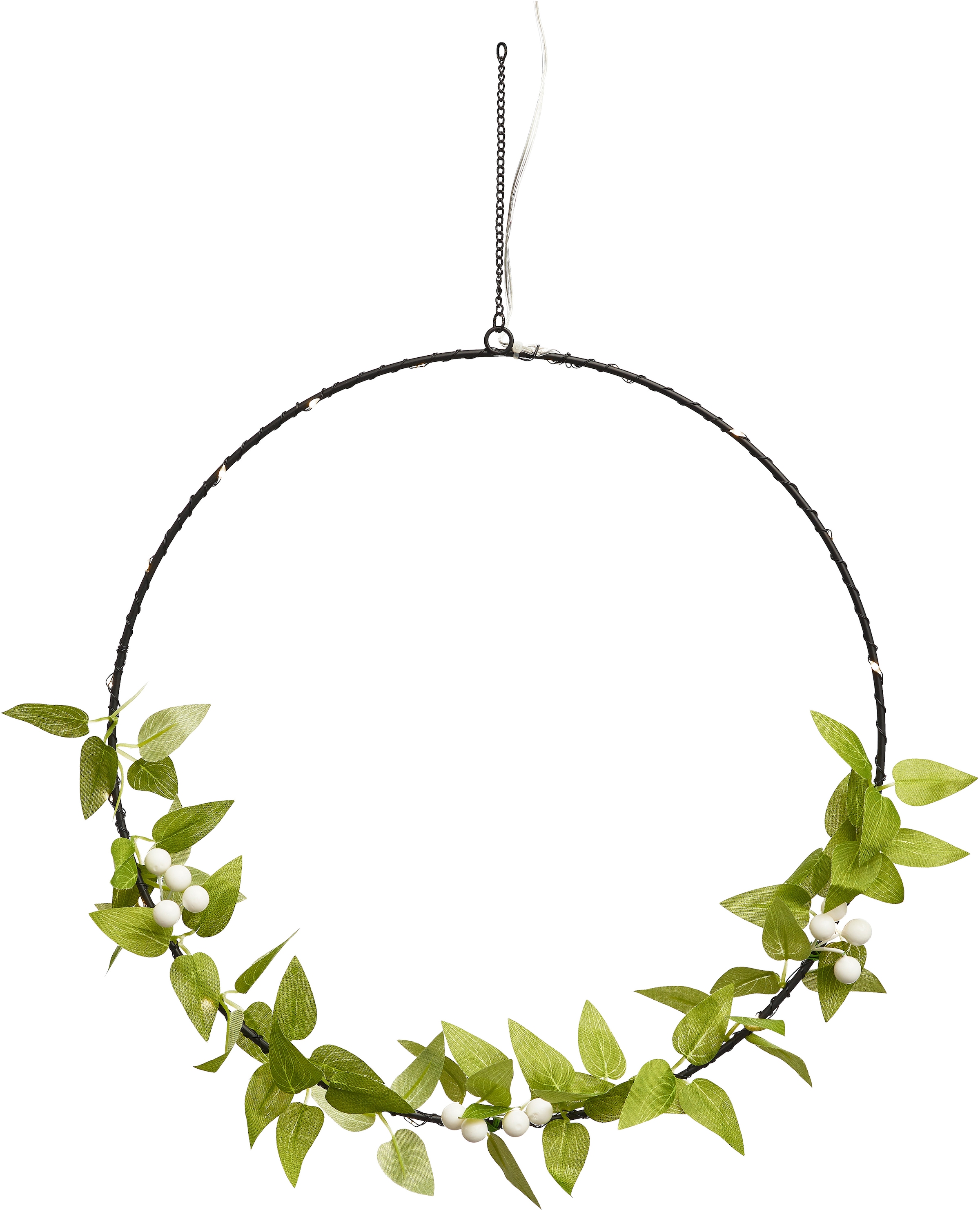 LED Dekolicht »Weihnachtsdeko«, Beleuchteter Metall-Ring, mit Blättern beschmückt, Ø...
