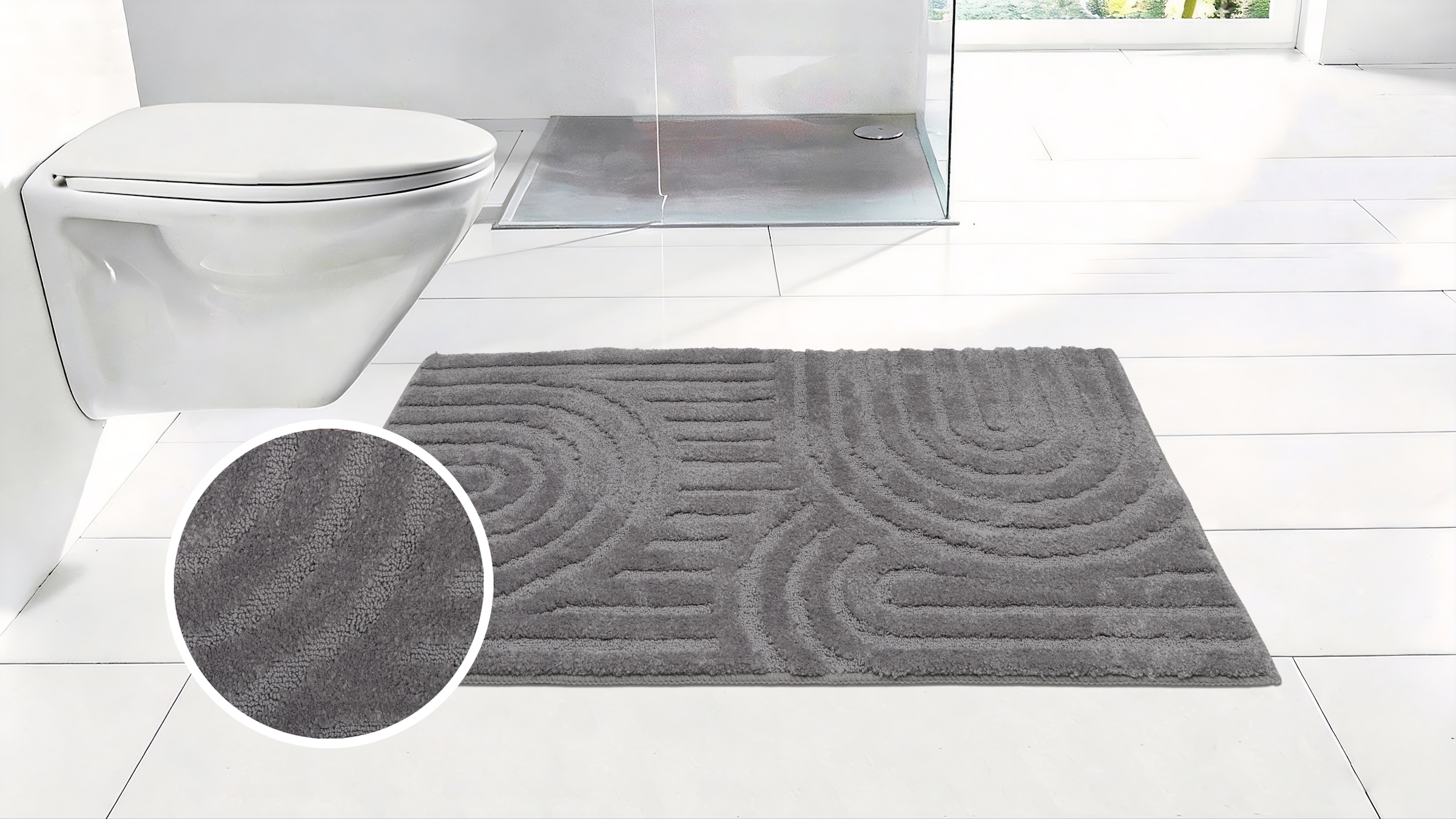 OTTO home Badematte »Wave, Badvorleger, Badezimmer Teppich« Höhe 10 mm rutschhemmend beschichtet fußbodenheizungsgeeignet | schnell trocknend Hoch-Tief-Effekt, modernes Muster, Welle, Badteppich, Duschvorleger