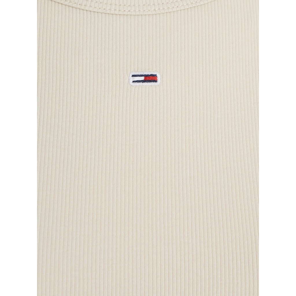 Tommy Jeans T-Shirt »Slim Essential Rib Shirt, Rippshirt Rundhalsshirt«, mit Logostickerei