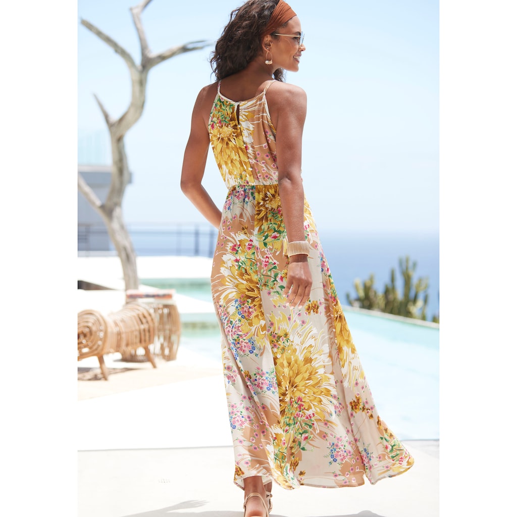 LASCANA Maxikleid, aus gewebter Viskose im Alloverdruck, Sommerkleid, Strandkleid