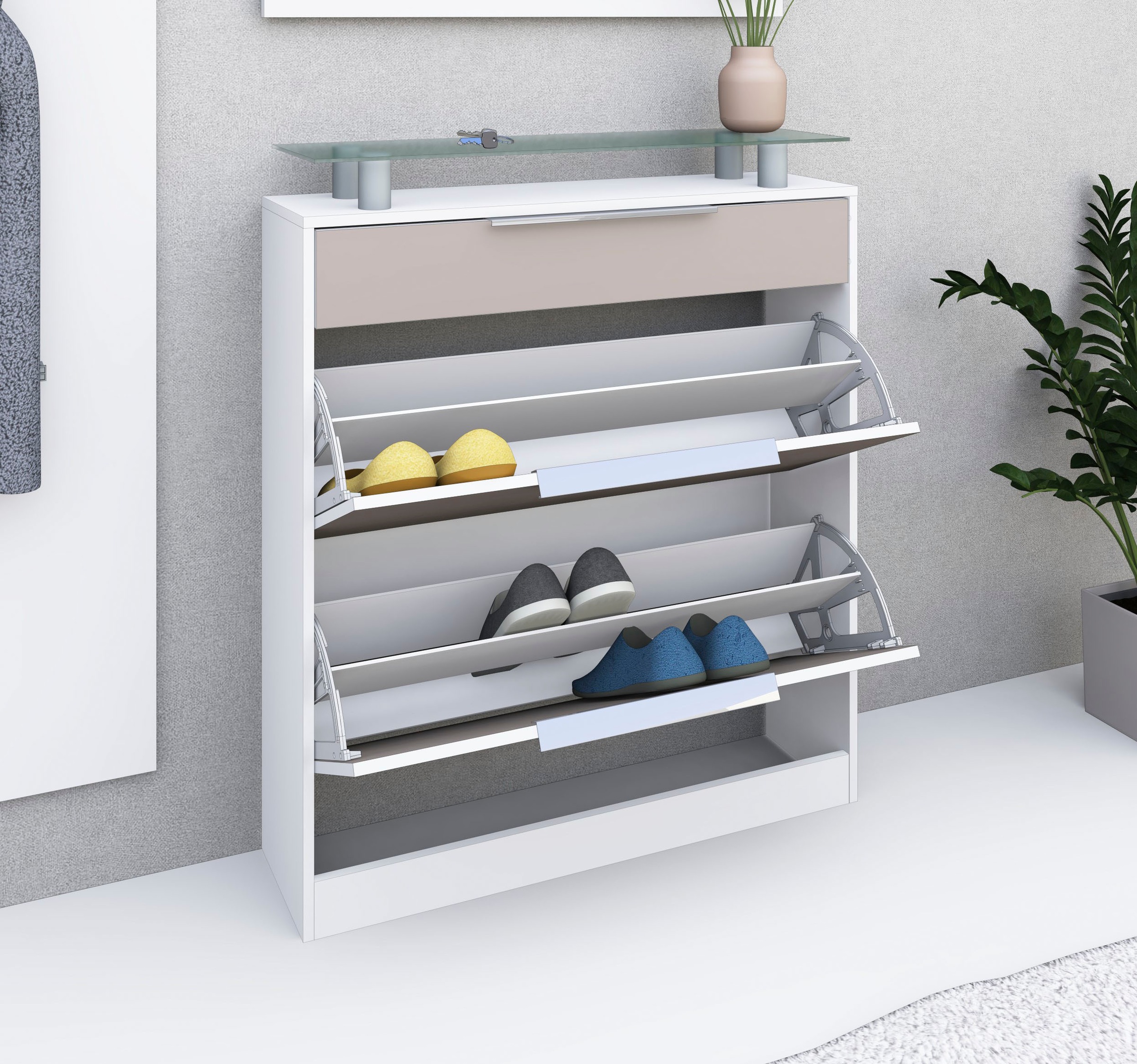 borchardt Möbel Garderoben-Set »Oliva«, (3-tlg.), mit stehendem Schuhschrank, Paneel und Spiegel