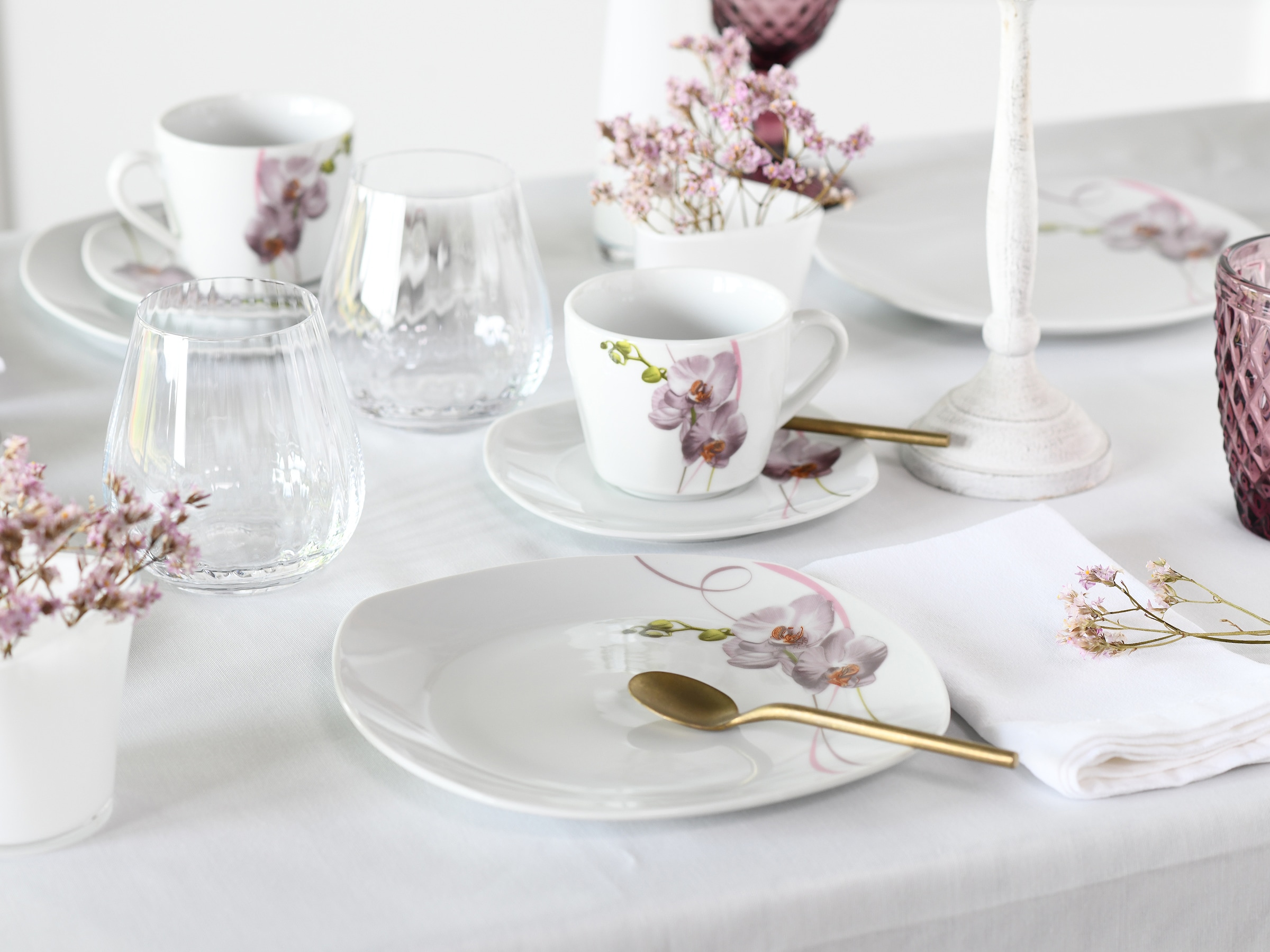 CreaTable Tafelservice »Square Orchidee, Tafel-Service 12-tlg« Fotorealistische Darstellung