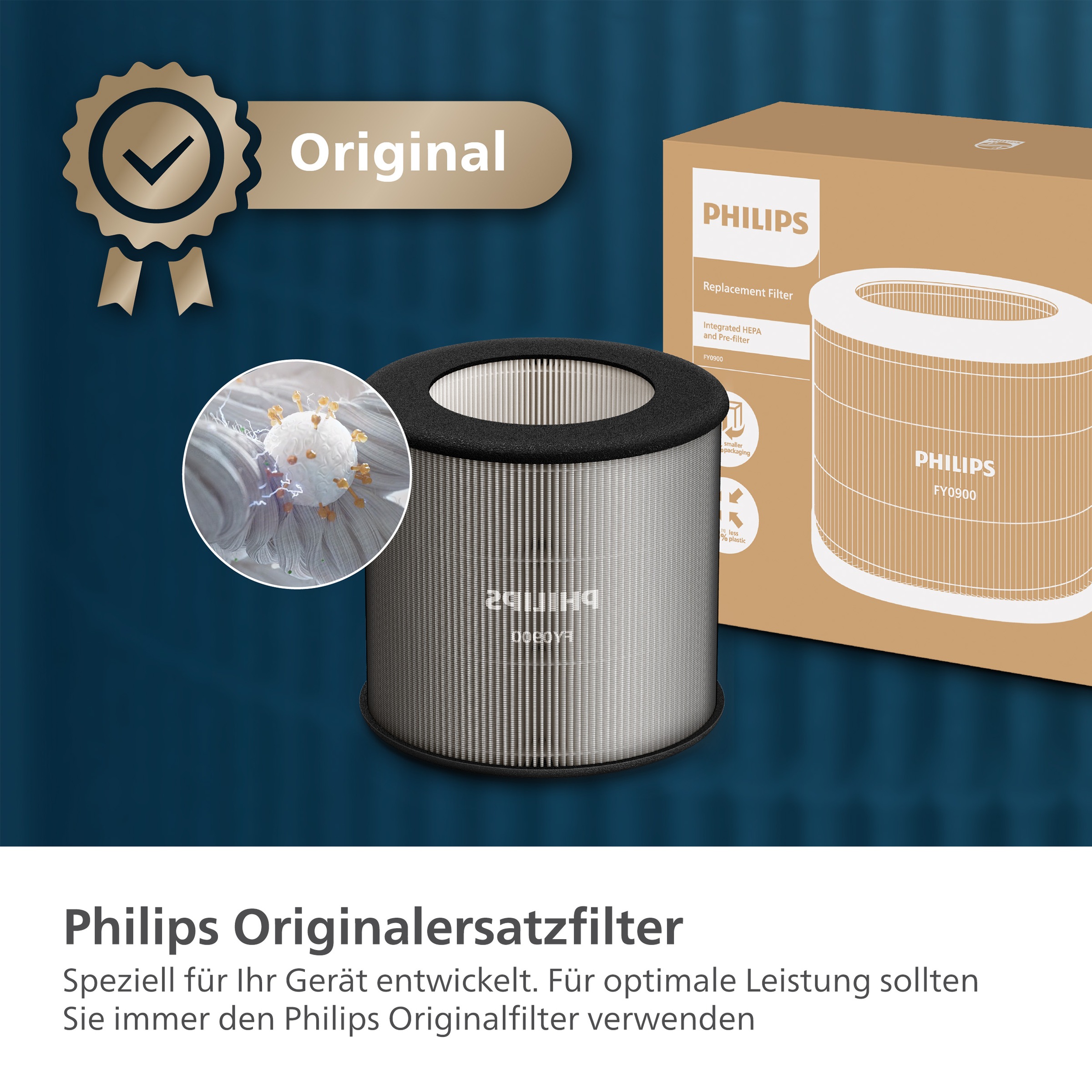 Philips HEPA-Filter »FY0900/30 kompatibel mit Philips Luftreinigern 900 und 800 Series«, bis zu 1 Jahr verwendbar, 2-Schichten-HEPA-Filtersystem