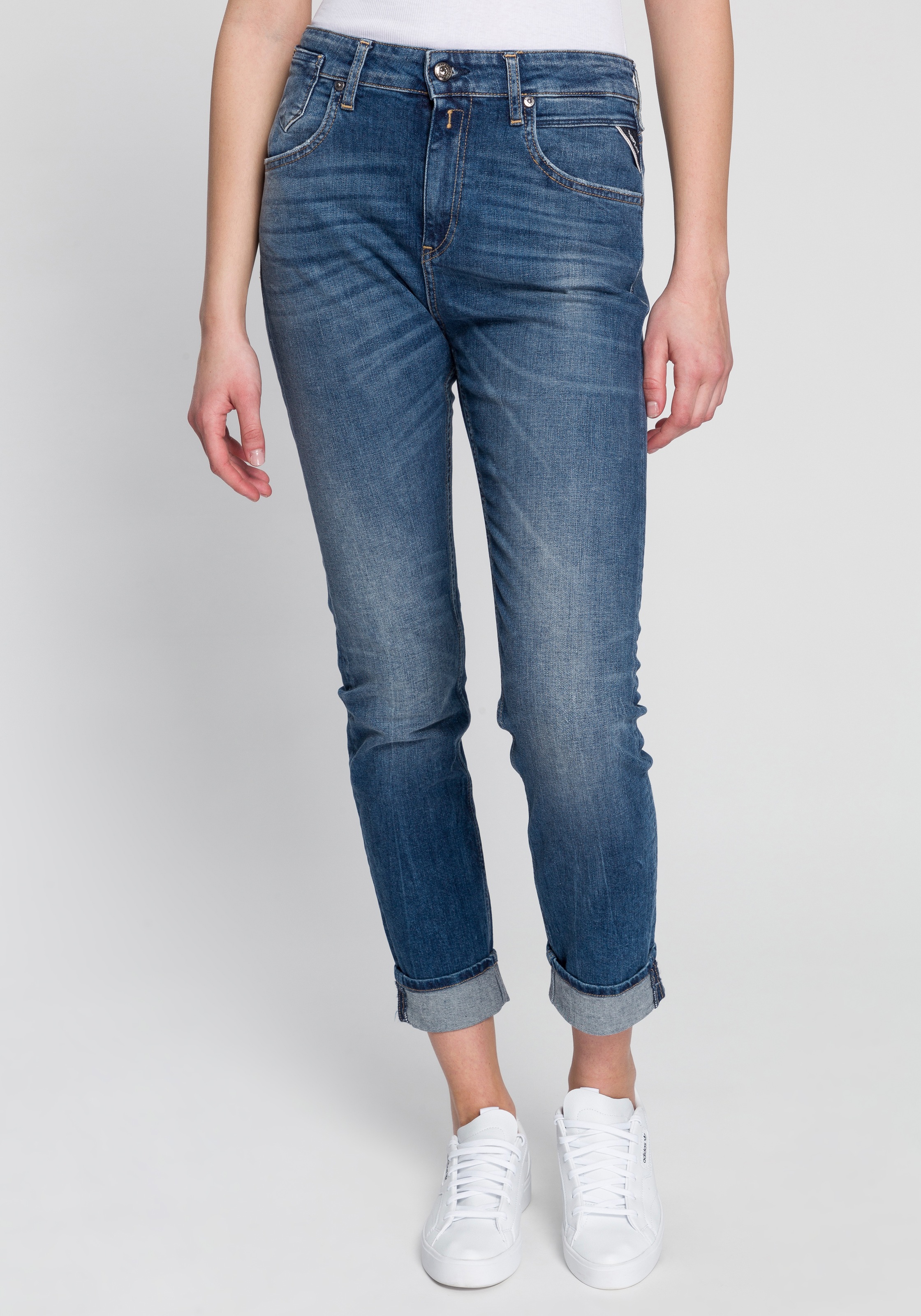 Replay 7/8-Jeans »Marty«, mit Glitzerstein am Bundknopf