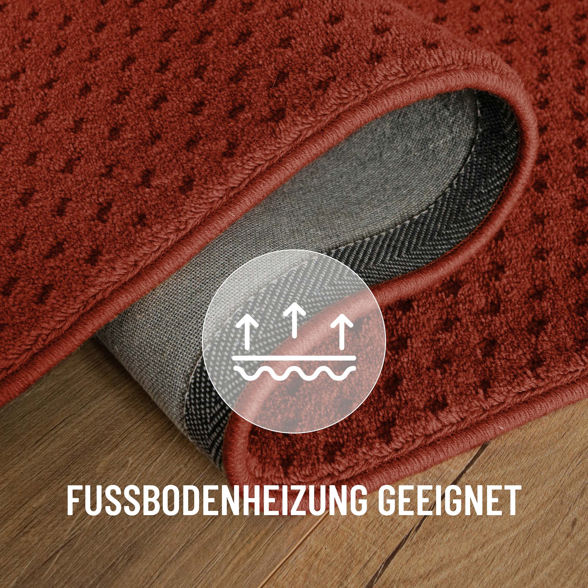 Wecon home Teppich »Castello THREE« rechteckig 7 mm Höhe Schurwolle, Kurzflor mit Hoch-Tief-Effekt, Wohnzimmer, Punktmuster