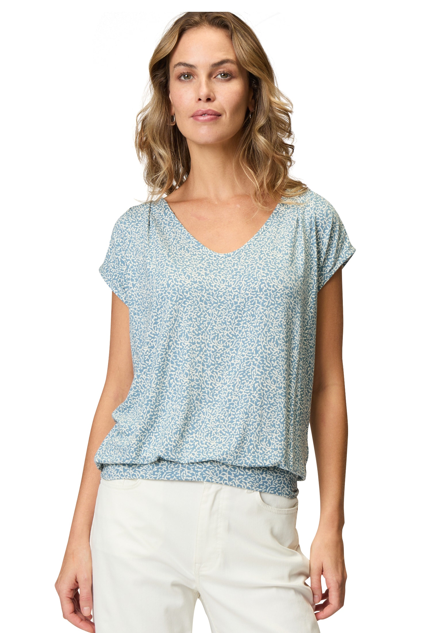 Zero Shirttop »Shirt mit Blätterdruck«