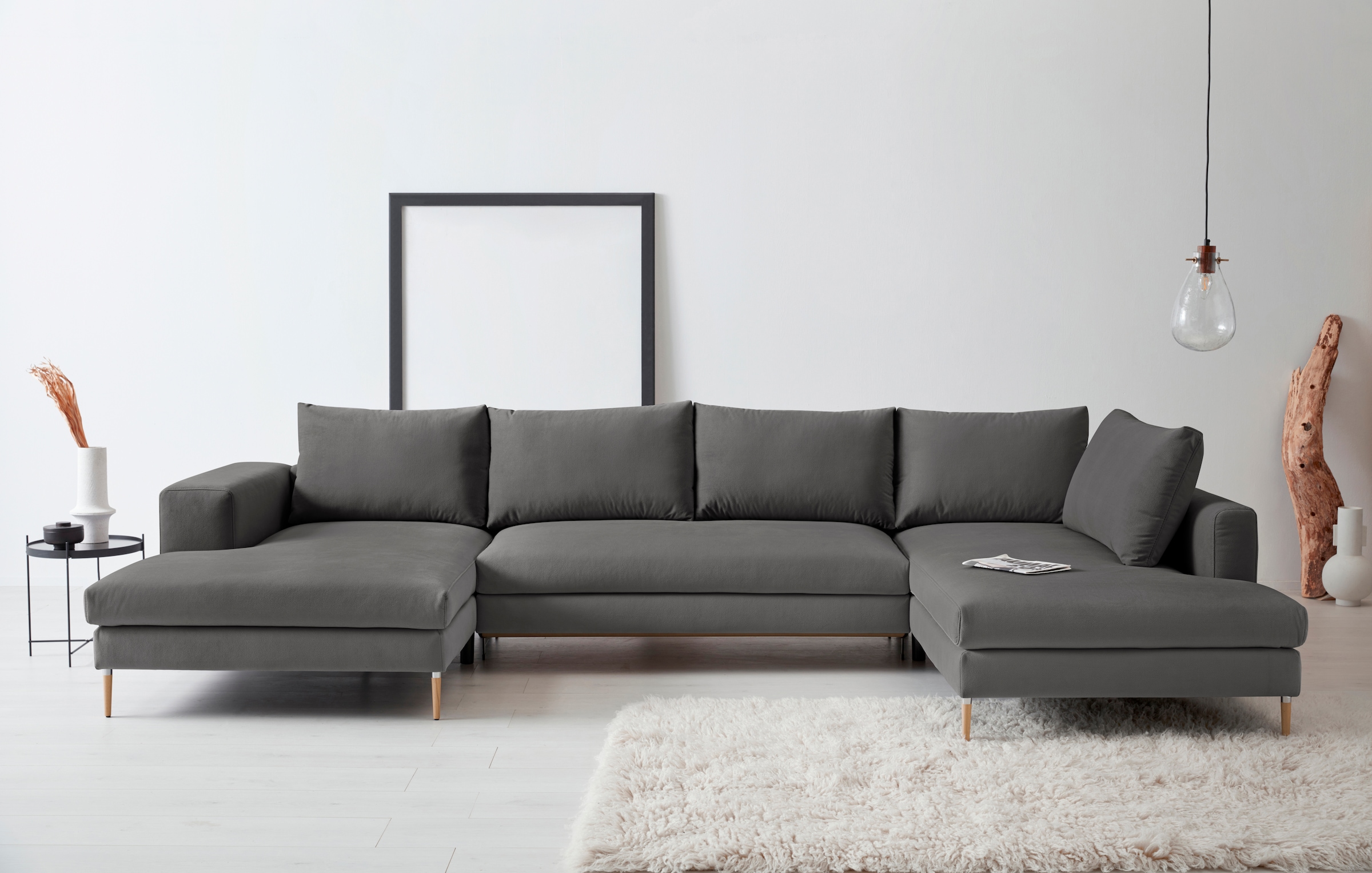 OTTO products Wohnlandschaft »Finnja, viel Platz, wahlweise Bettfunktion und Bettkasten, U-Form«