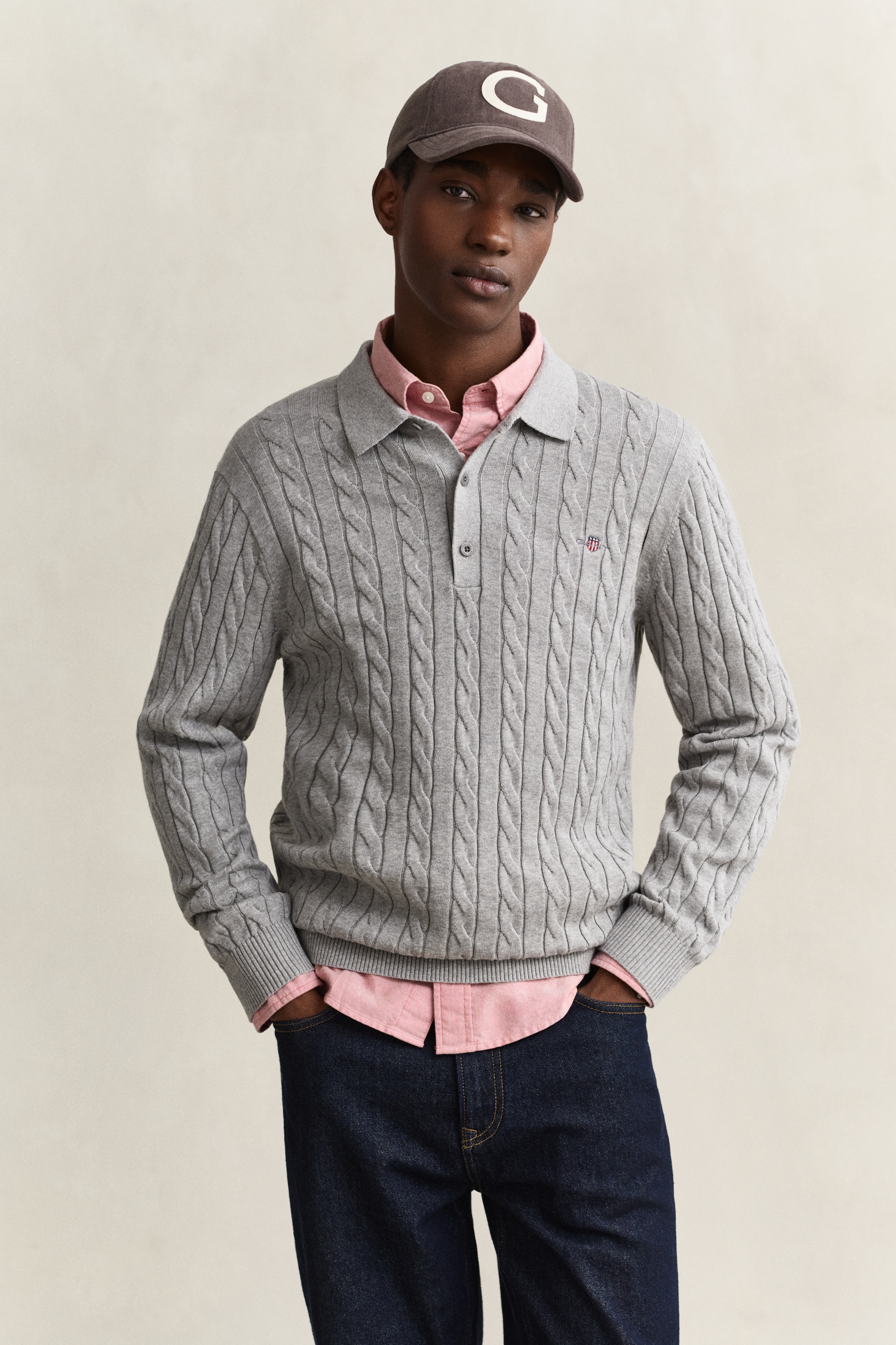 Gant Polokragenpullover »COTTON CABLE POLO« Regular fit mit Polokragen